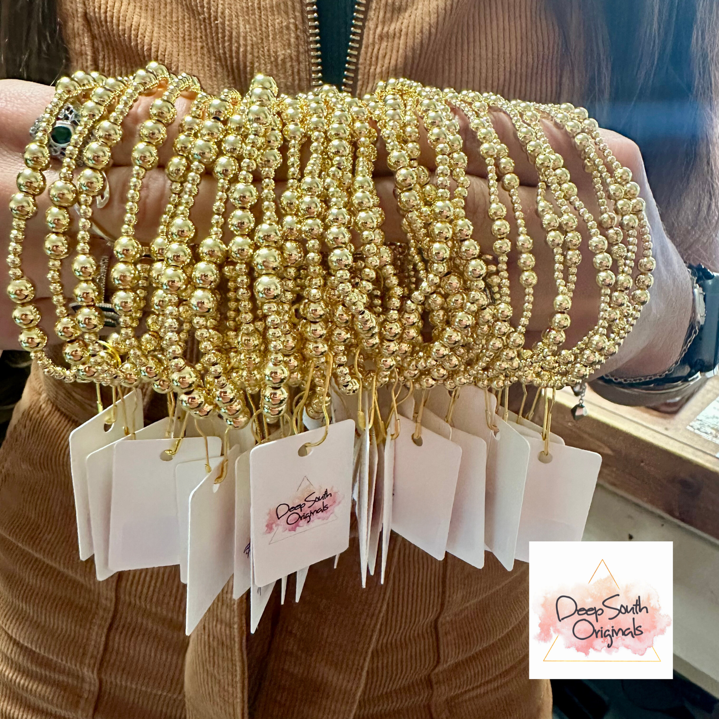 Grace 18K Gold Plated Brass Stretch Bracelet