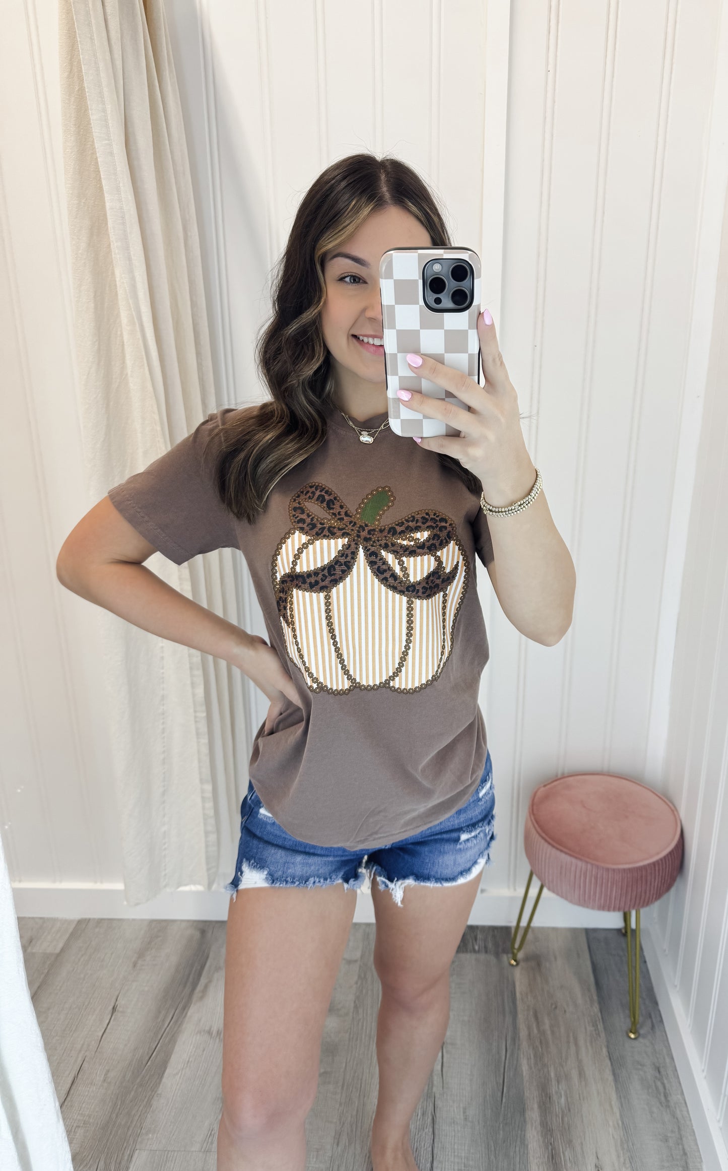 Leopard Bow Pumpkin Tee