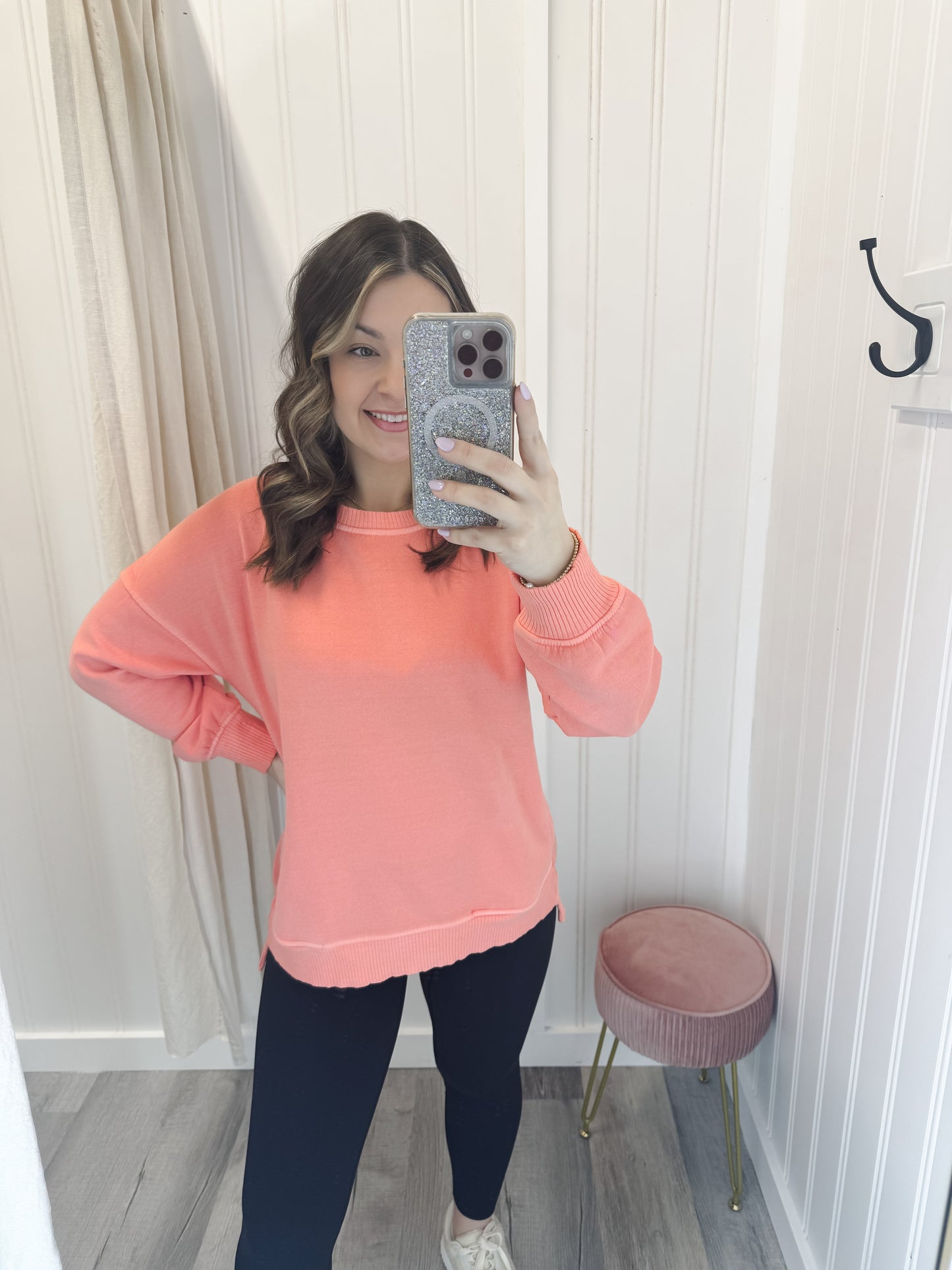 Coral Sweatshirt with pockets