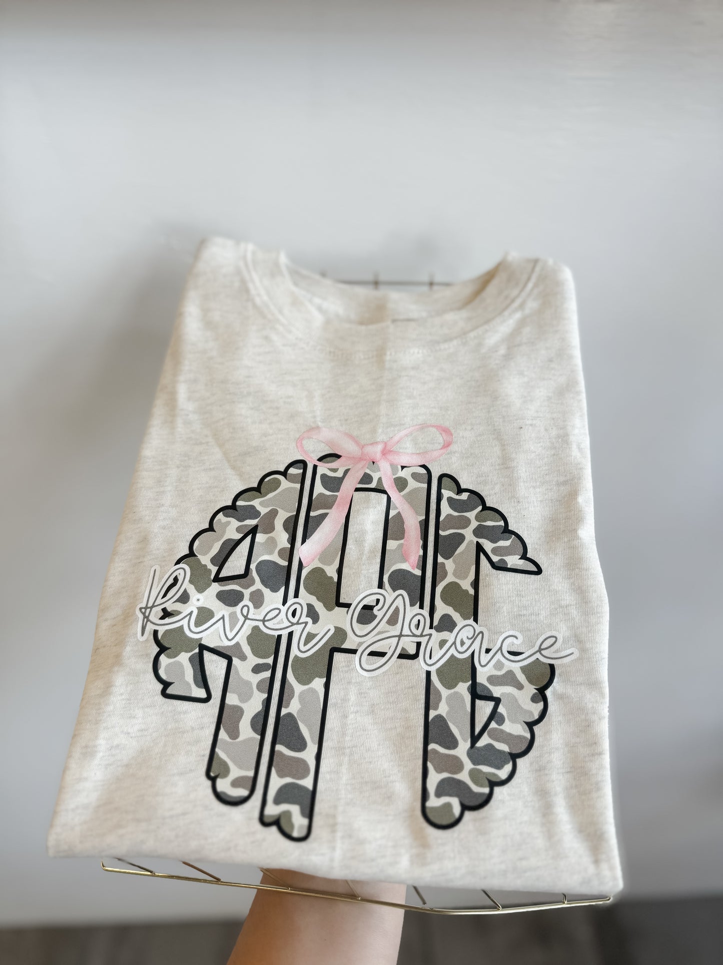 Pink Bow Camo Monogram
