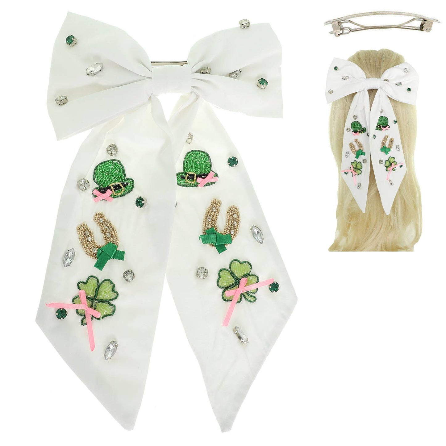 Saint Patrick's Theme Bow Barrette Hair Clip