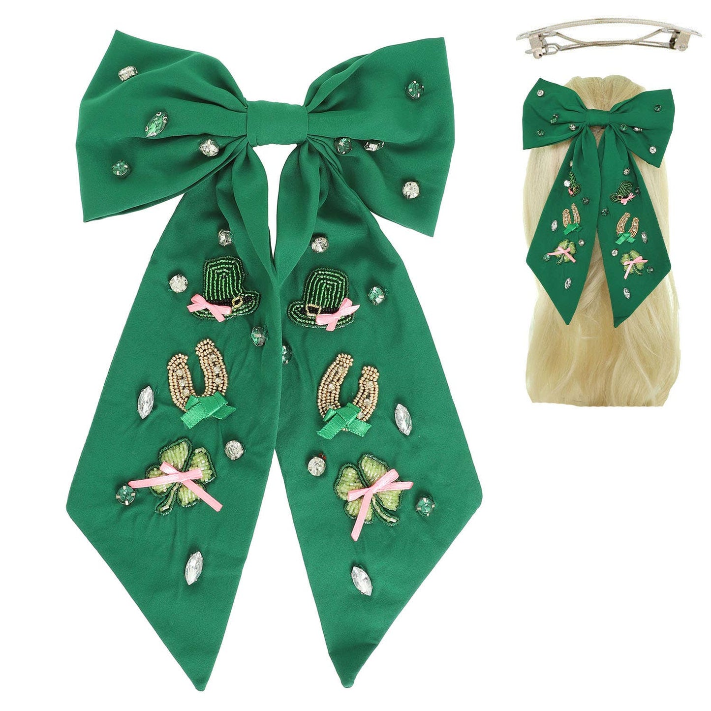 Saint Patrick's Theme Bow Barrette Hair Clip