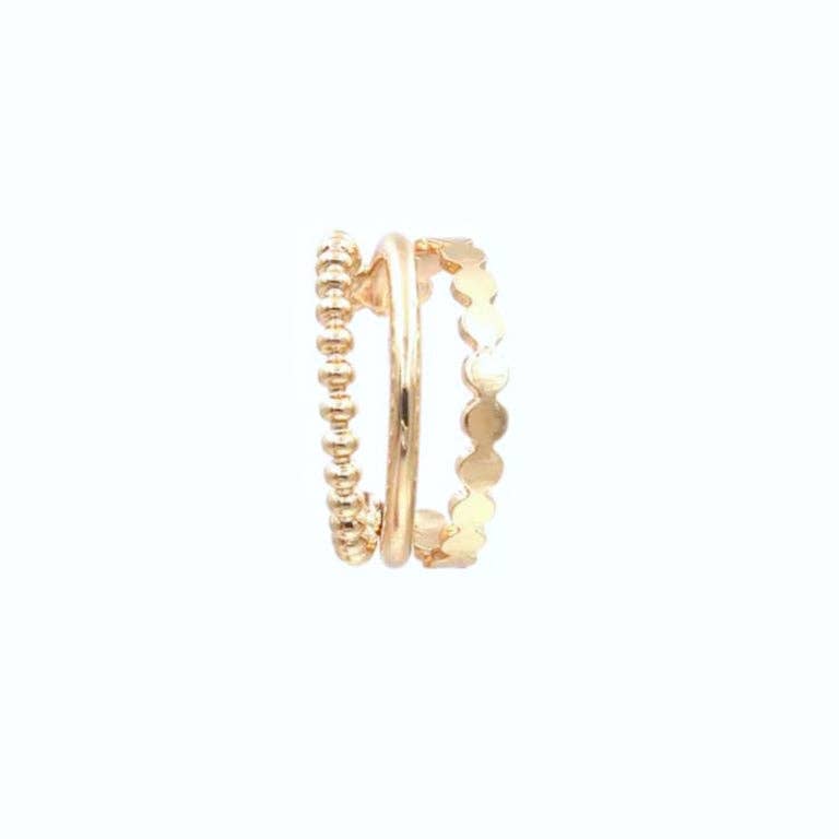 Petite Gold Tri Hoop Earrings | Triple Layered Hoop