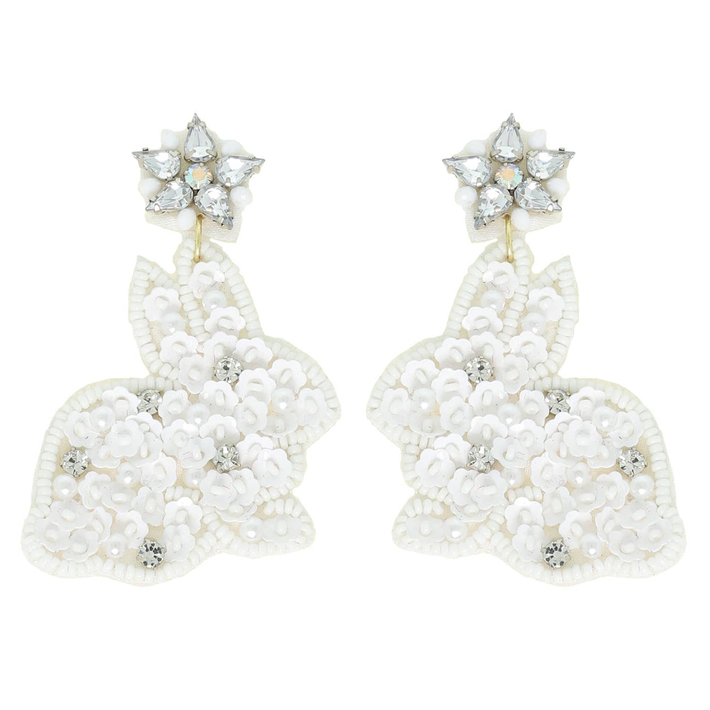 Easter Floral Rabbit Beaded Sequin Earrings
