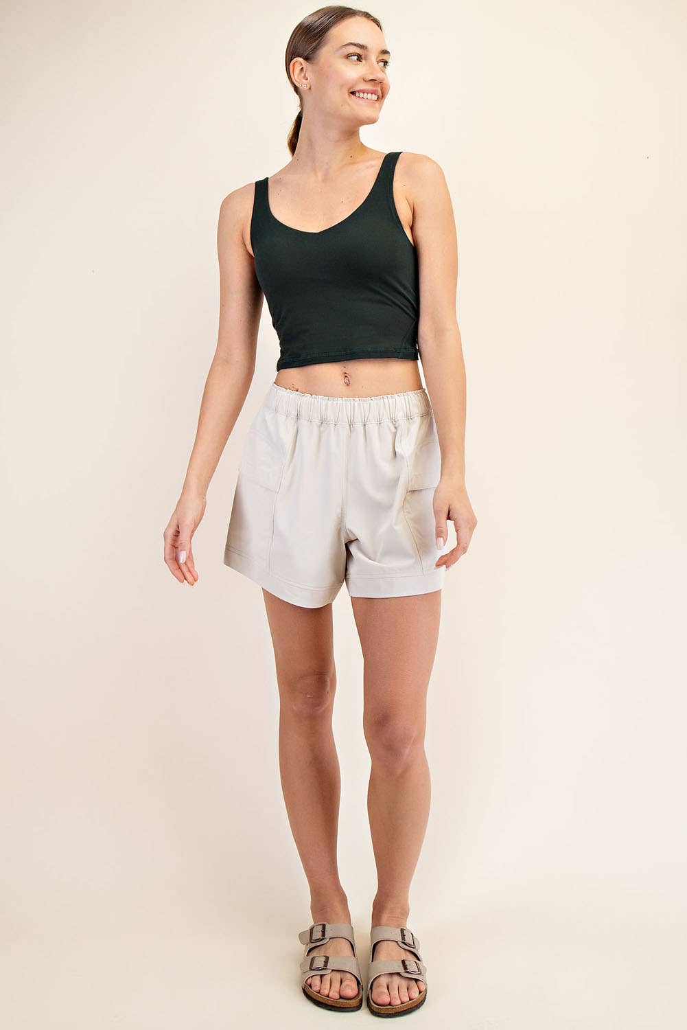 V-Neck Cropped Padded Tank