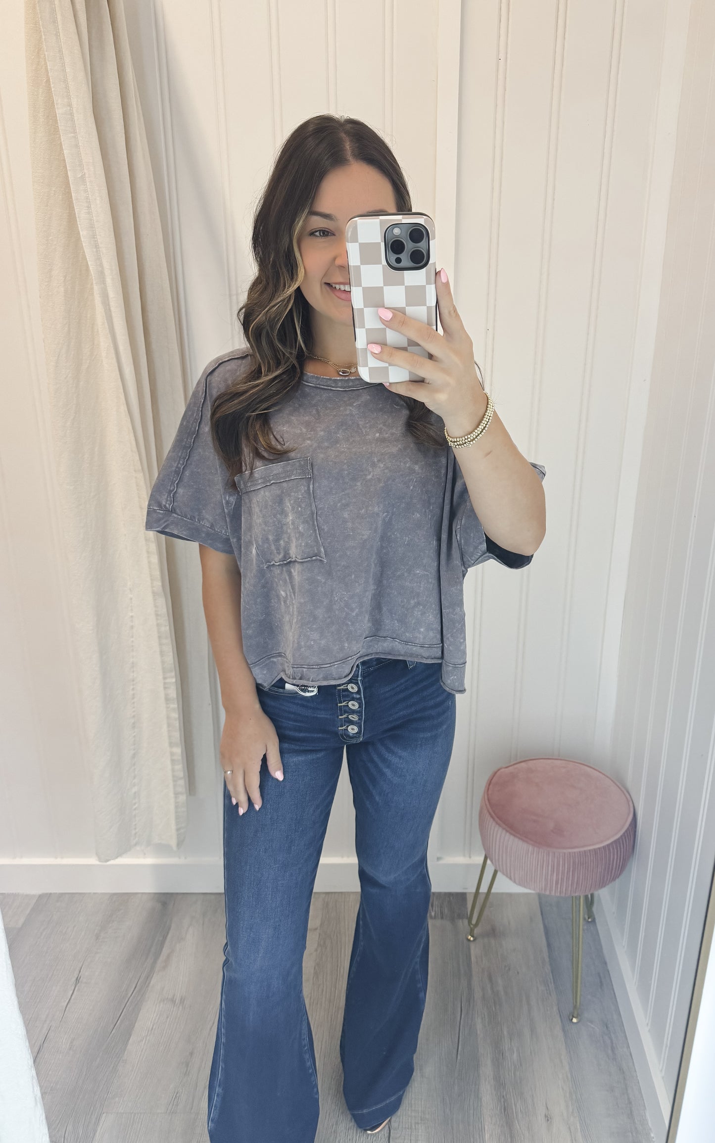 Mineral Washed Oversized Crop Comfy Knit Top