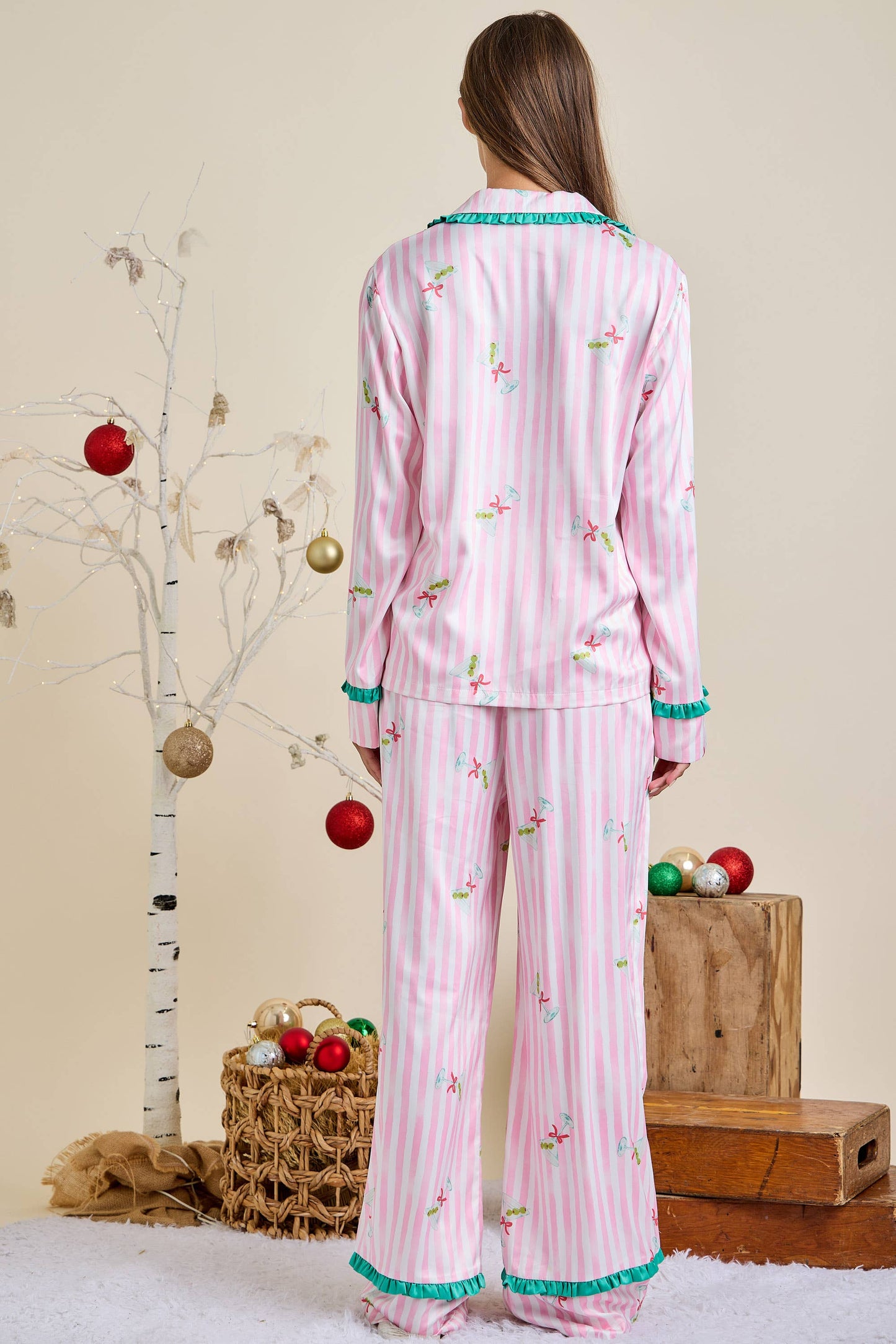 Candy Cane Bow Pajama Set – Holiday Lounge Wear