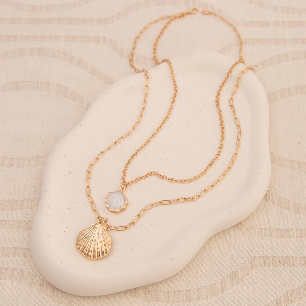 Two-Strand 3D Seashell Pendant Necklace
