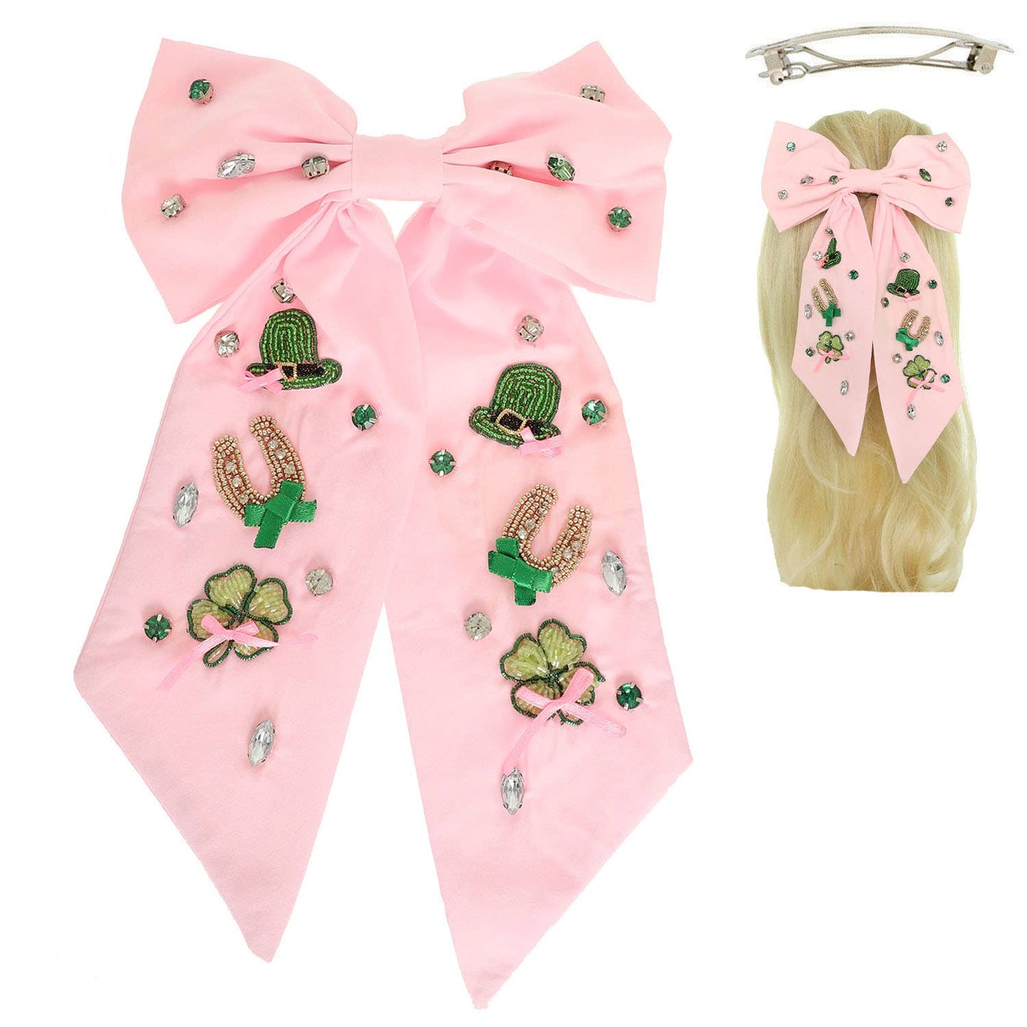 Saint Patrick's Theme Bow Barrette Hair Clip