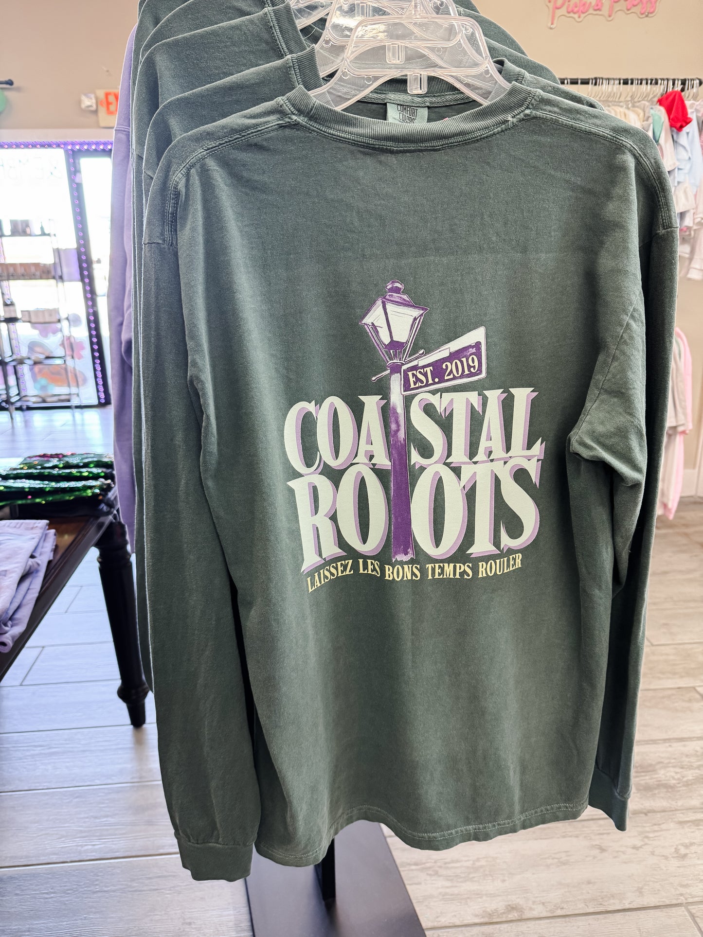 Coastal Roots - Laissez Les Bons Temps Rouler Long Sleeve Pocket Tee