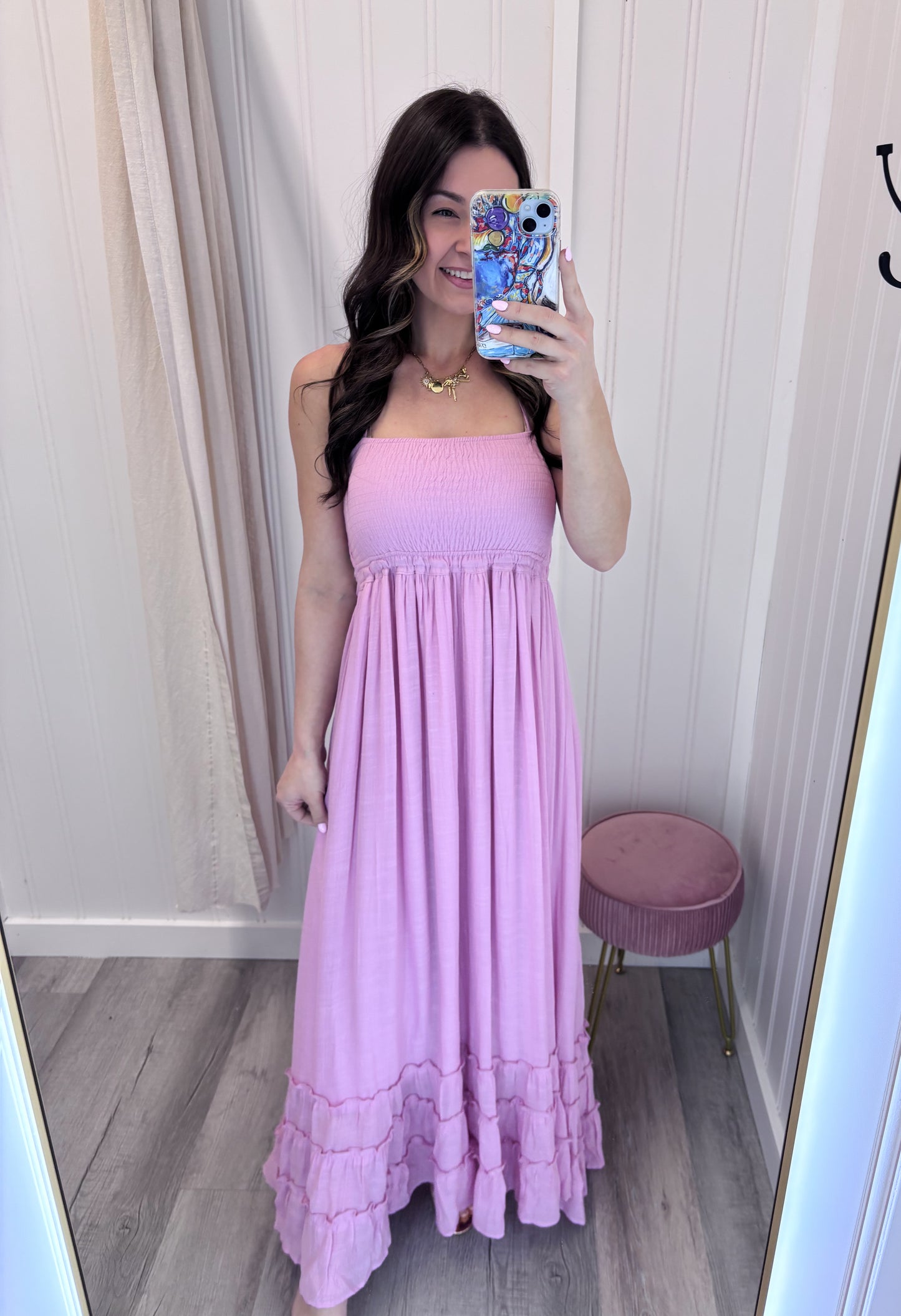 Smocked Halter Maxi Dress