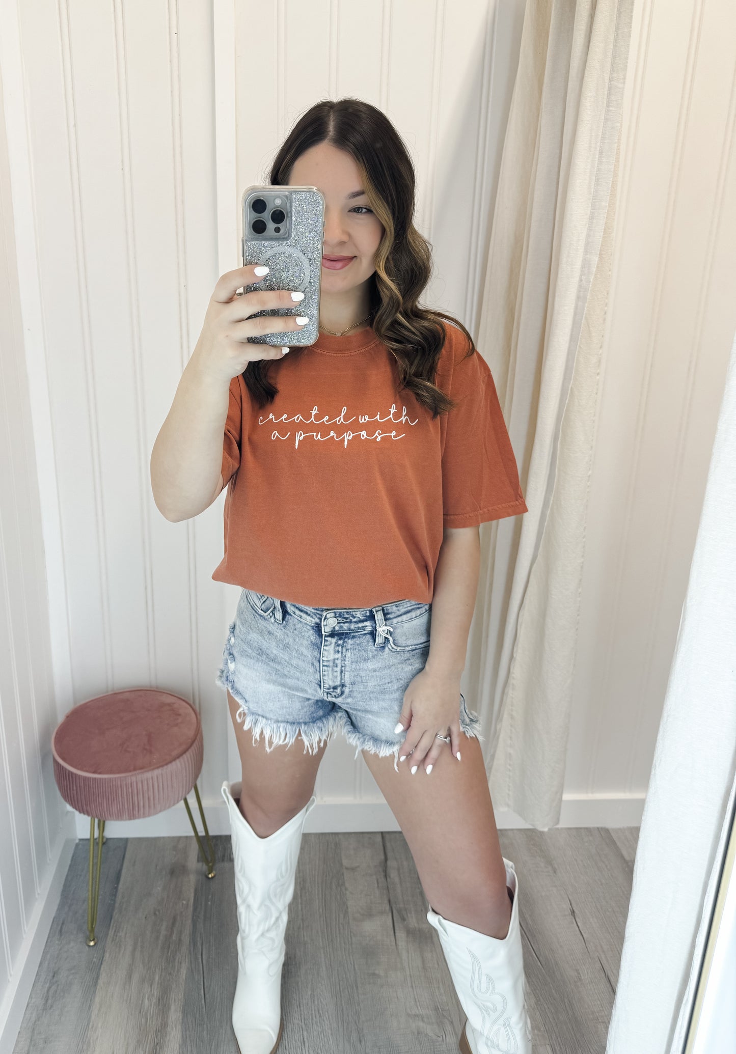 Created with a purpose embroidered comfort color tee