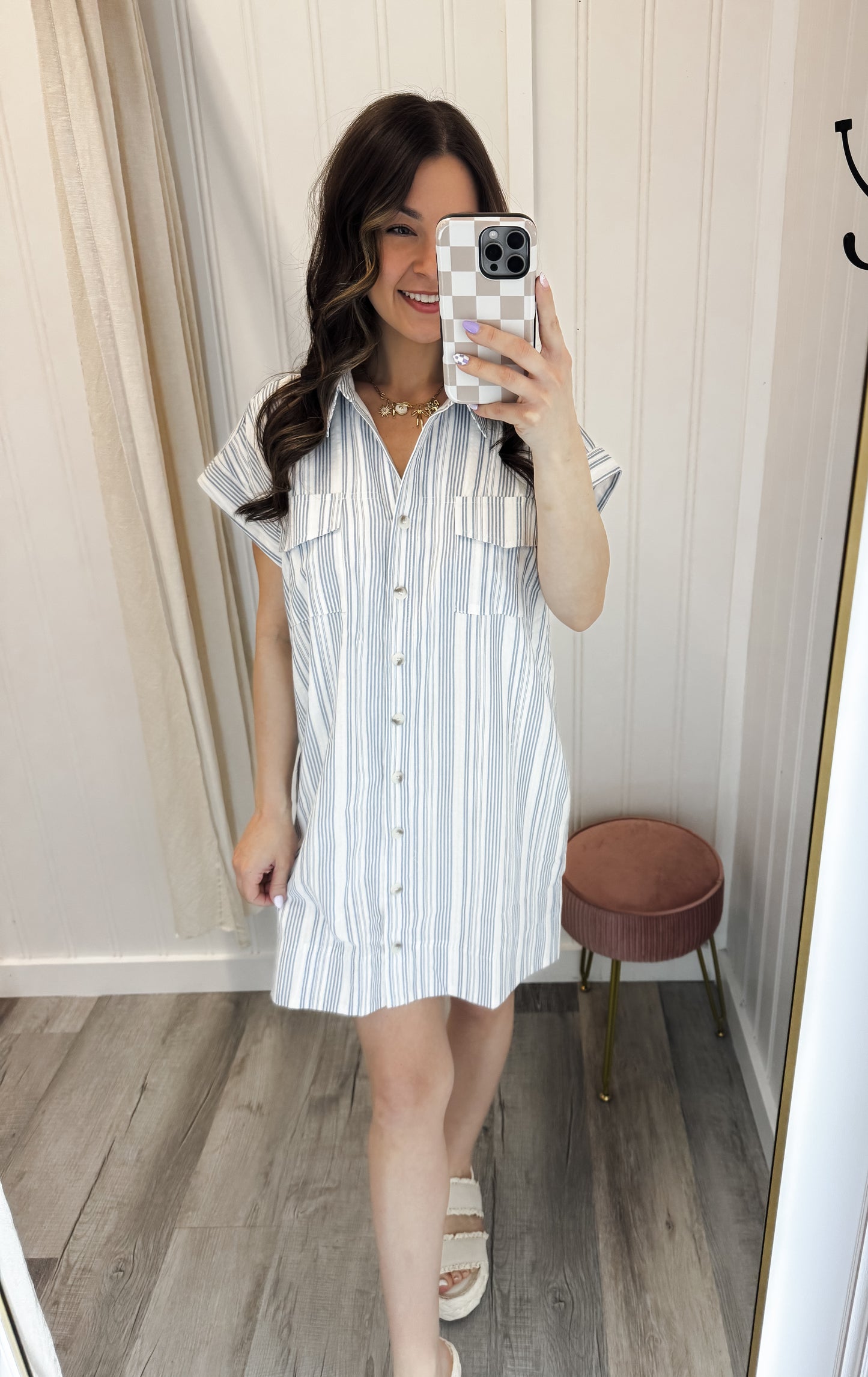 Striped Button-up Dress