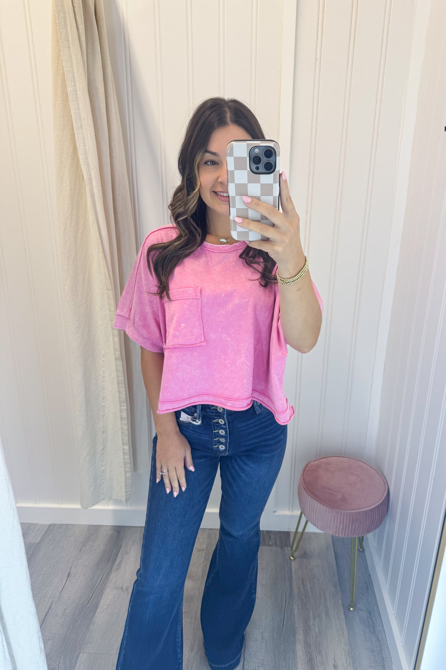 Mineral Washed Oversized Crop Comfy Knit Top