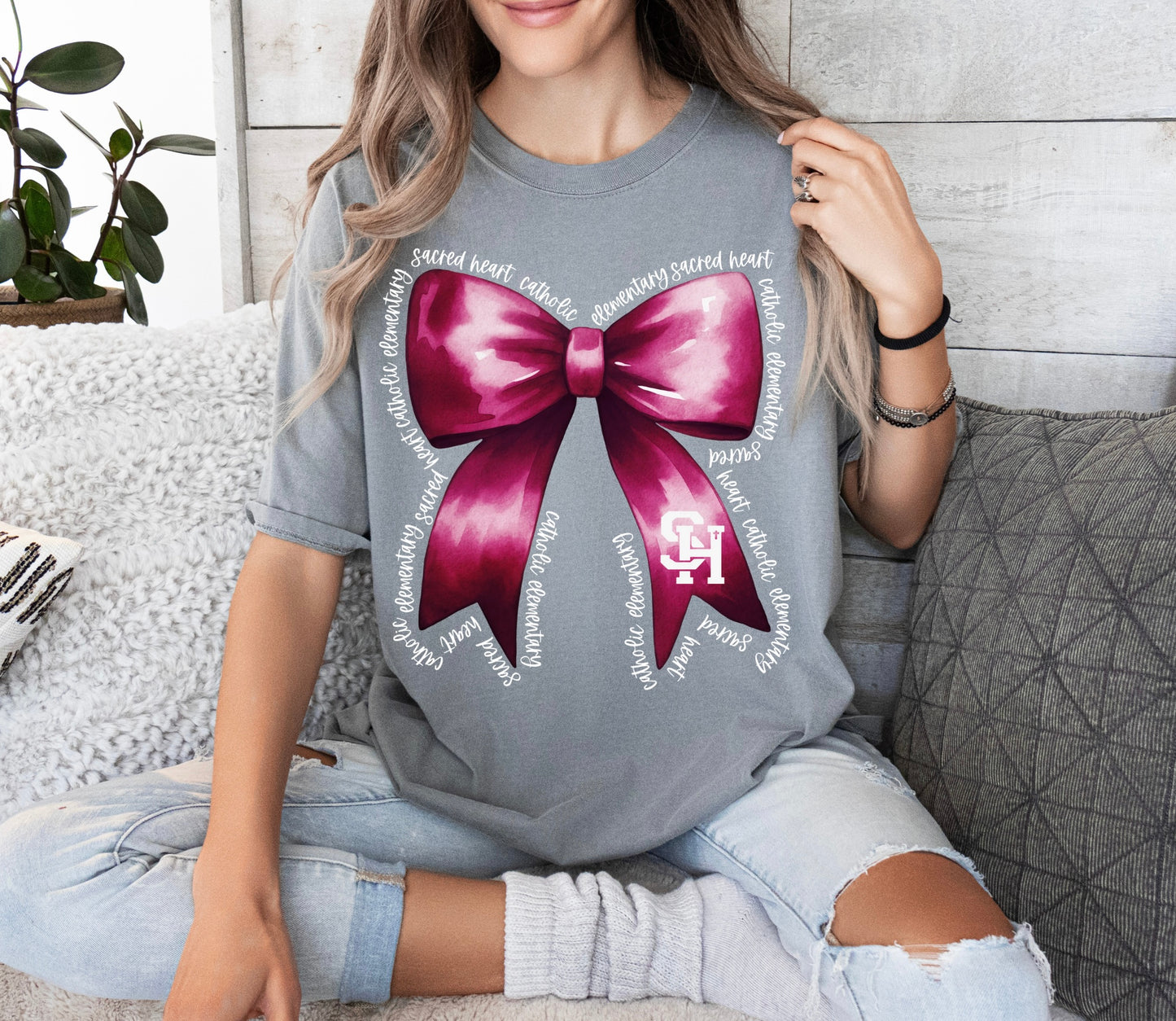 Sacred Heart Catholic Elementary Bow Tee