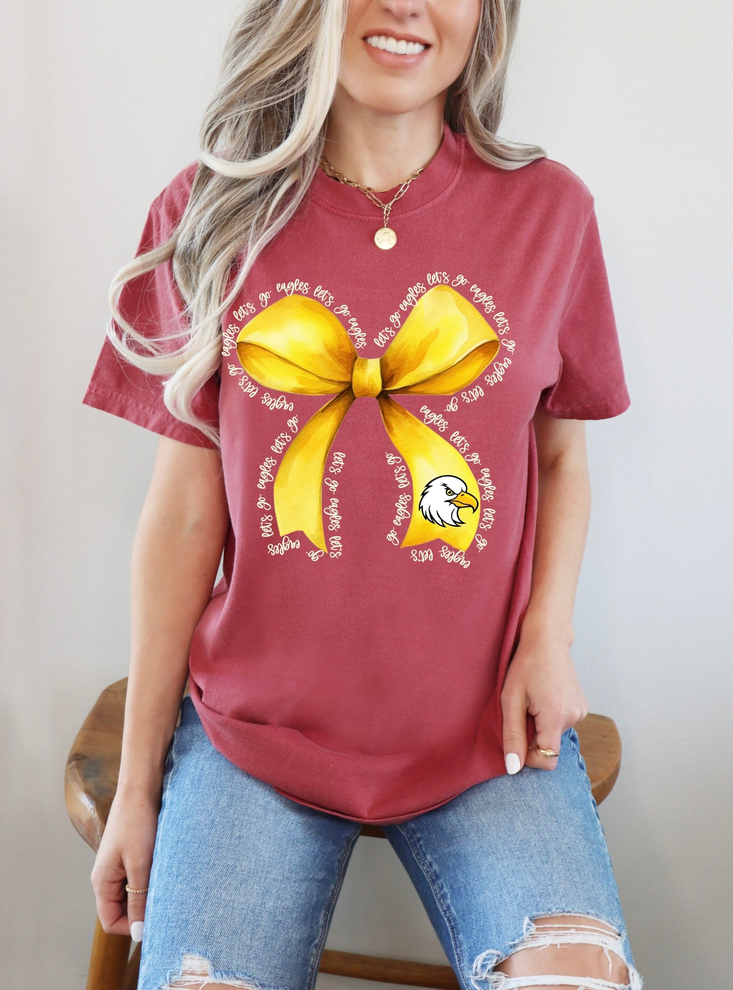 Let’s Go Eagles Bow Tee