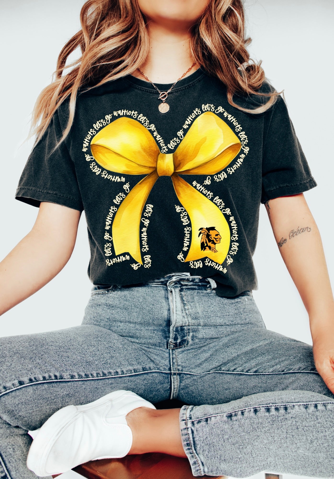 Let’s Go Warriors Gold Bows Tee