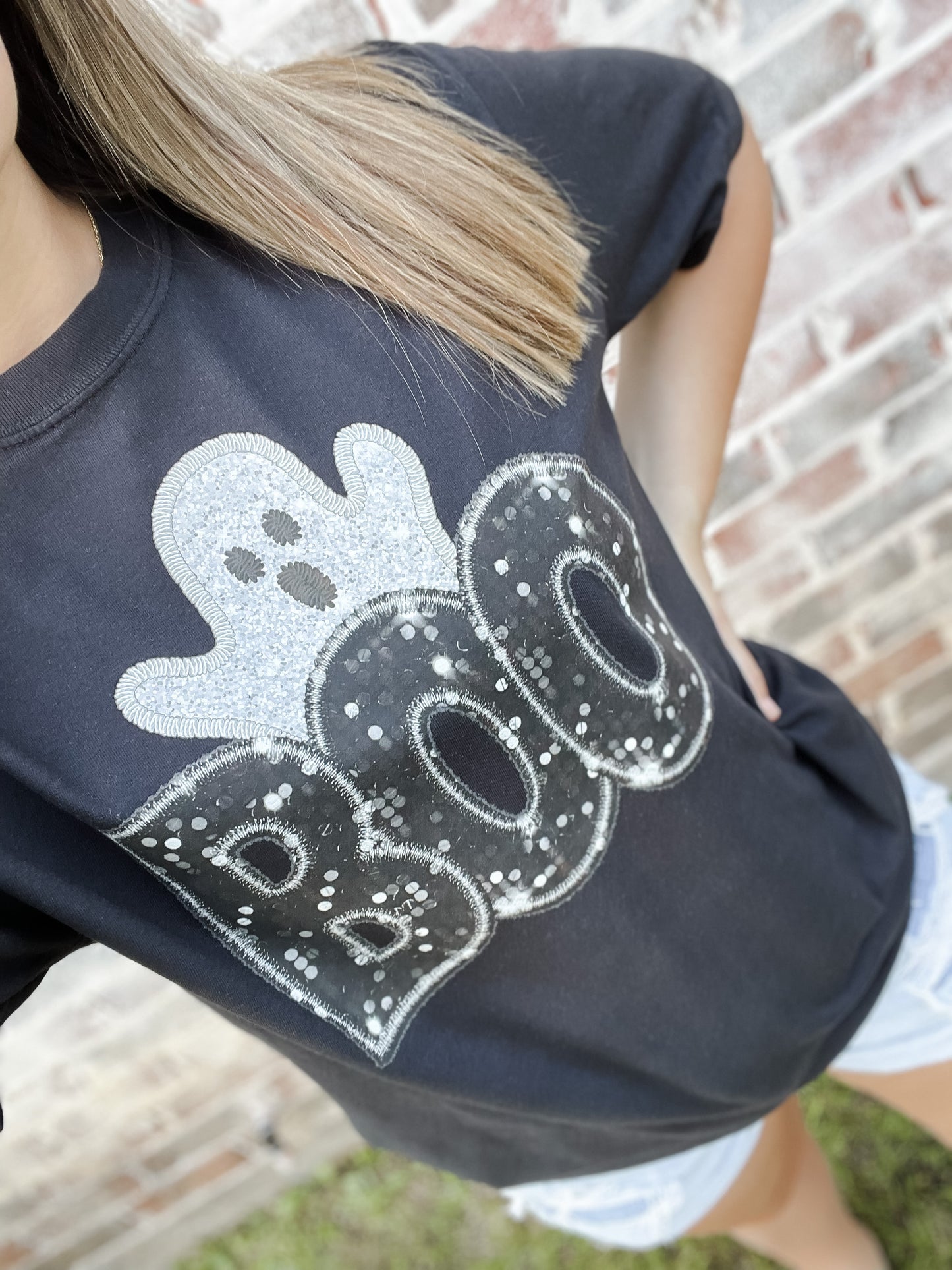 Faux Sequin Boo Tee/Sweatshirt
