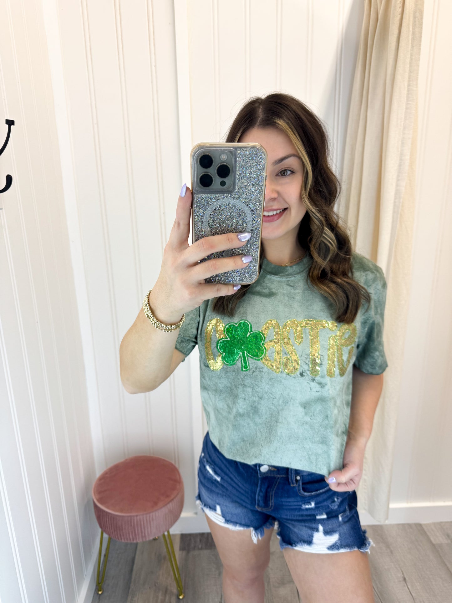 Coastie Shamrock Sequin Tee