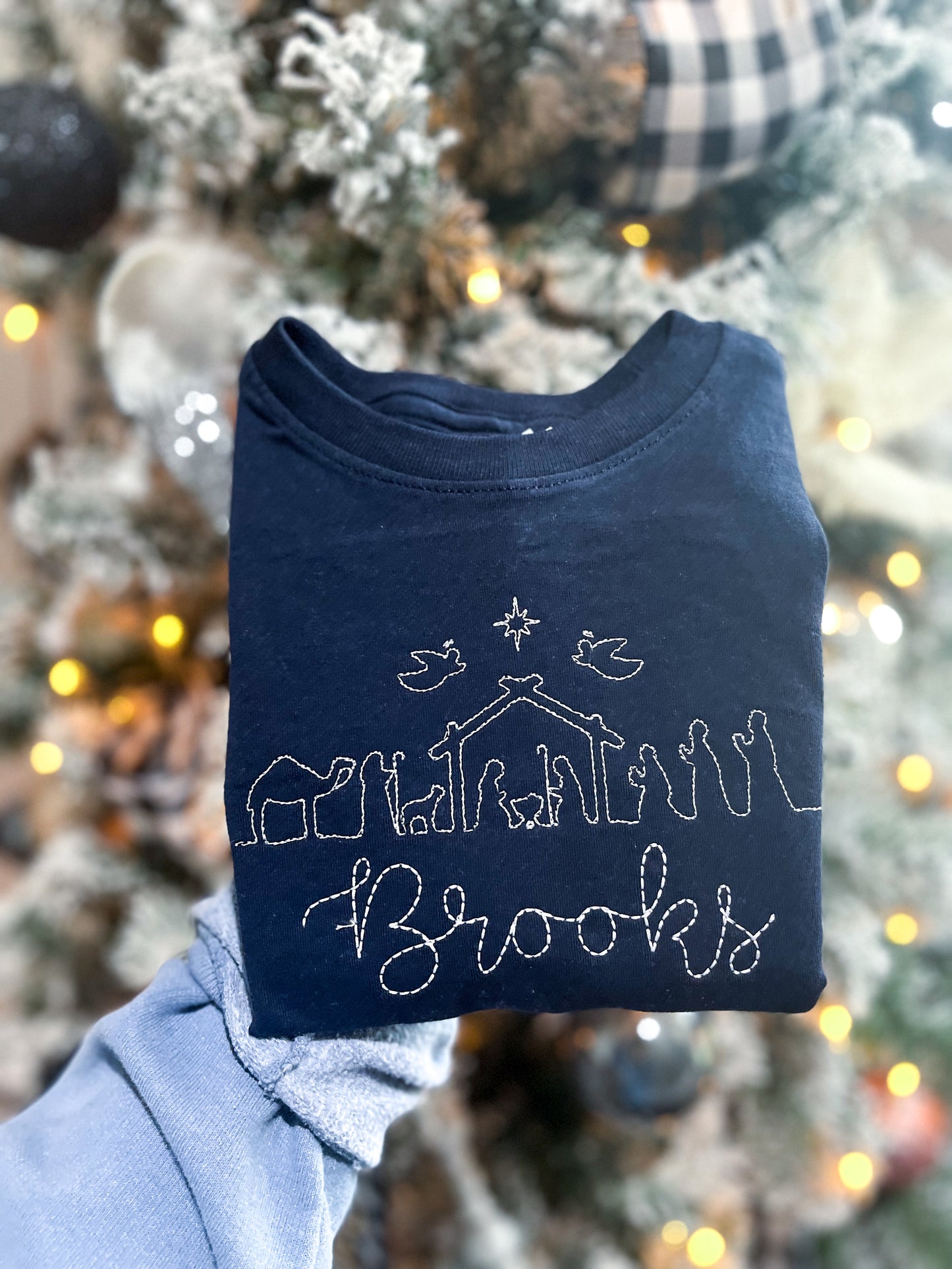 Embroidered Nativity Scene Tee