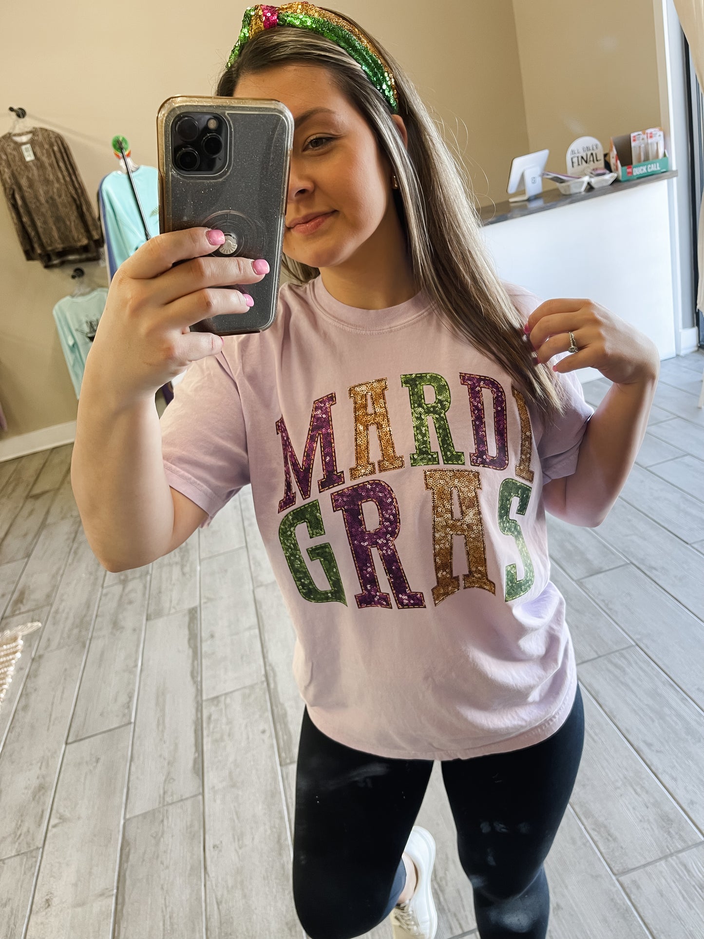 Faux Sequin Mardi Gras Tee/Sweatshirt
