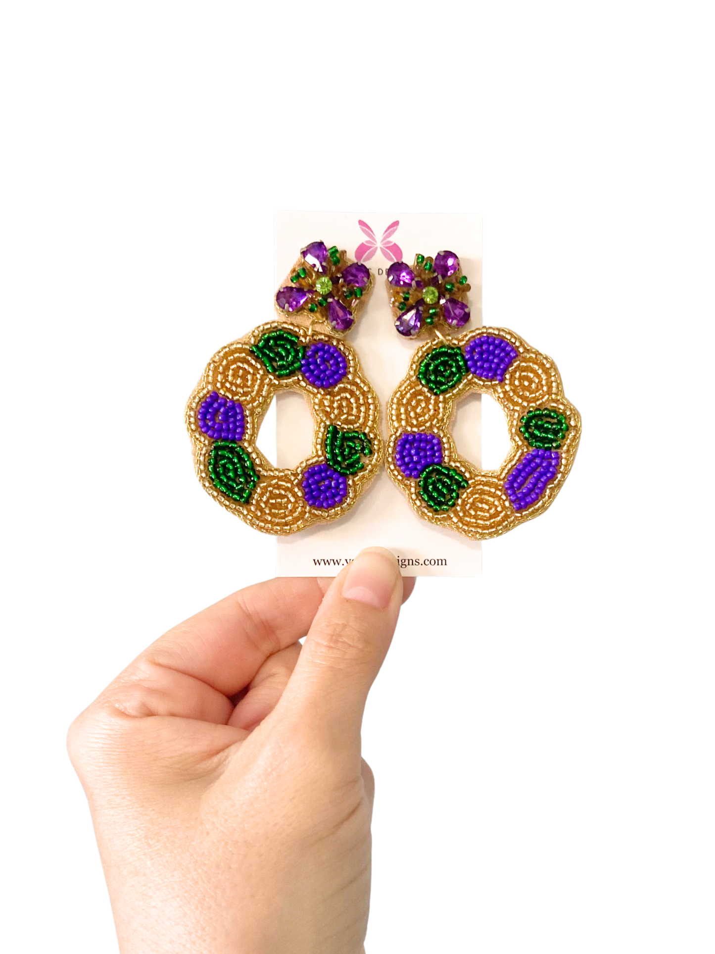 King Cake Earrings - Mardi Gras