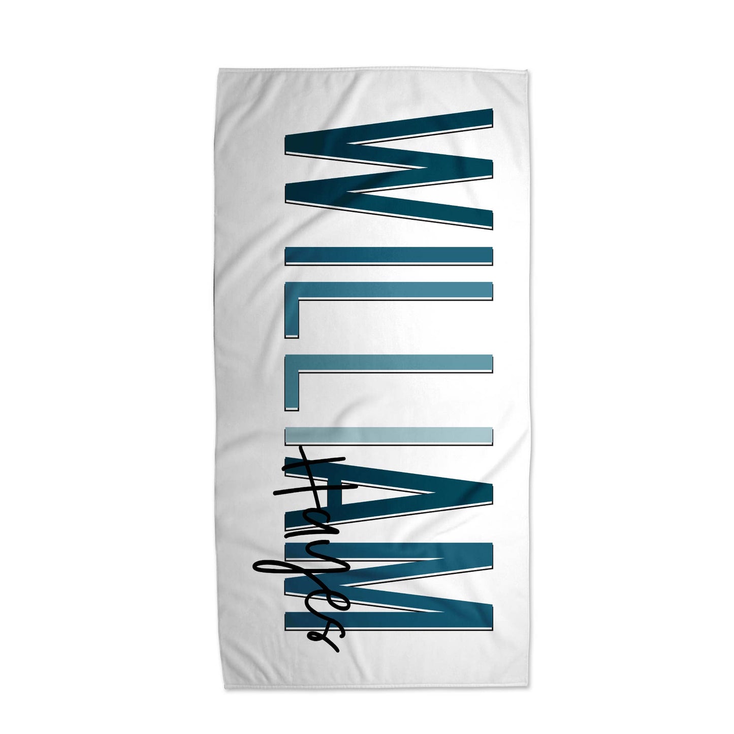 Personalized Outline Block Name Beach Towel | 10 Colorways