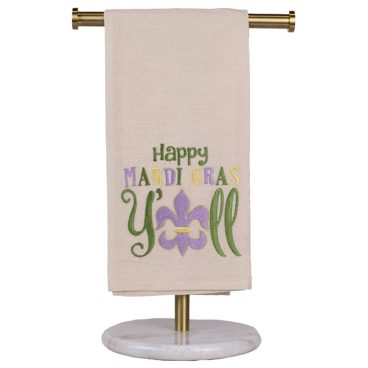 Mardi Gras Y'all Hand Towel Cream/Multi 20x28