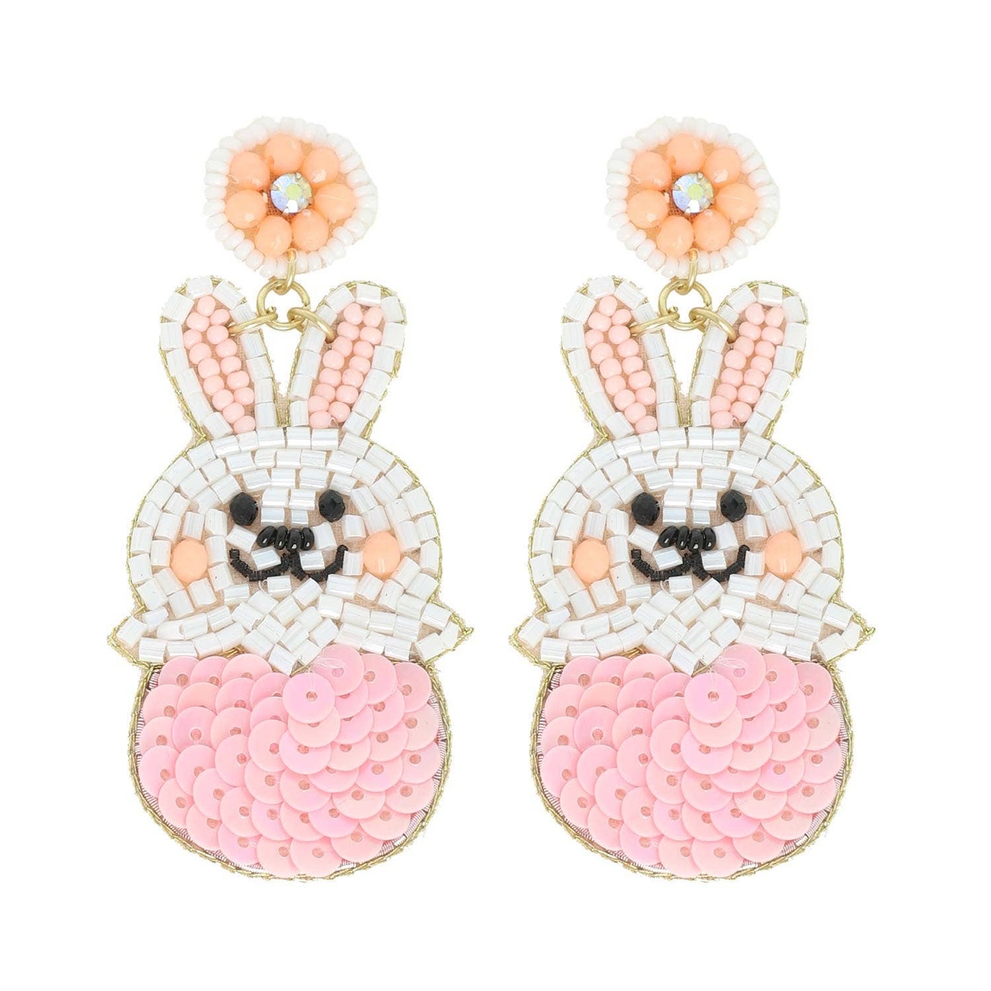 Easter Egg Rabbit Beaded Jeweled Earrings
