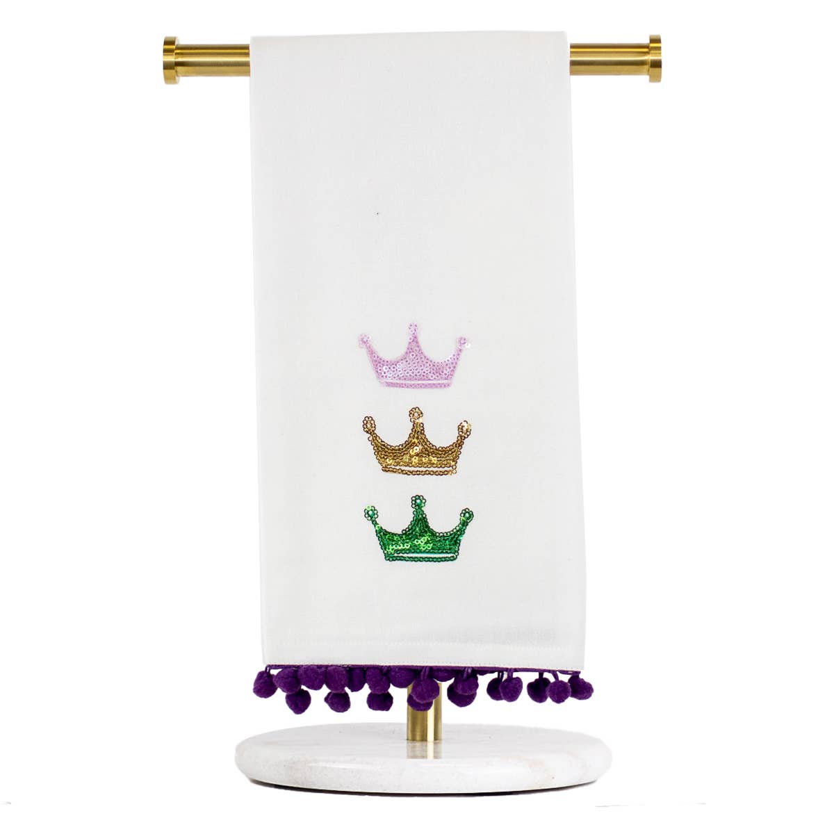 Victoria Crown Pom Pom Hand Towel White/Multi 20x28