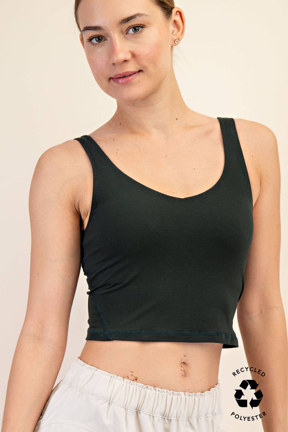 V-Neck Cropped Padded Tank