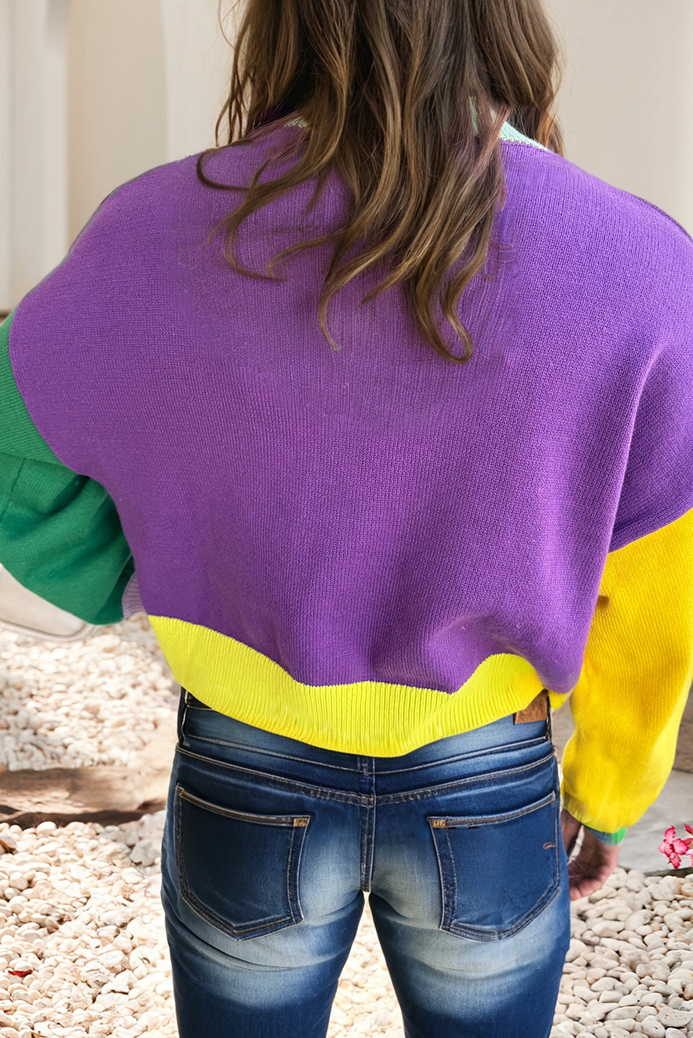Colorblock Mardi Gras Sweater