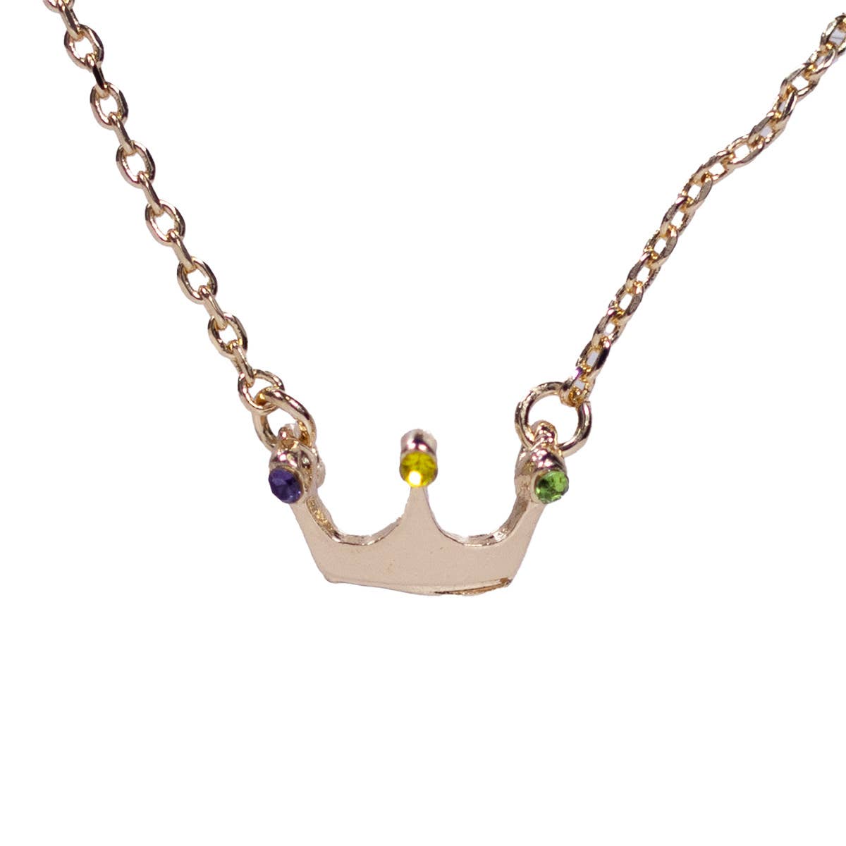 Carnival Crown Necklace Purple/Green/Gold 16"