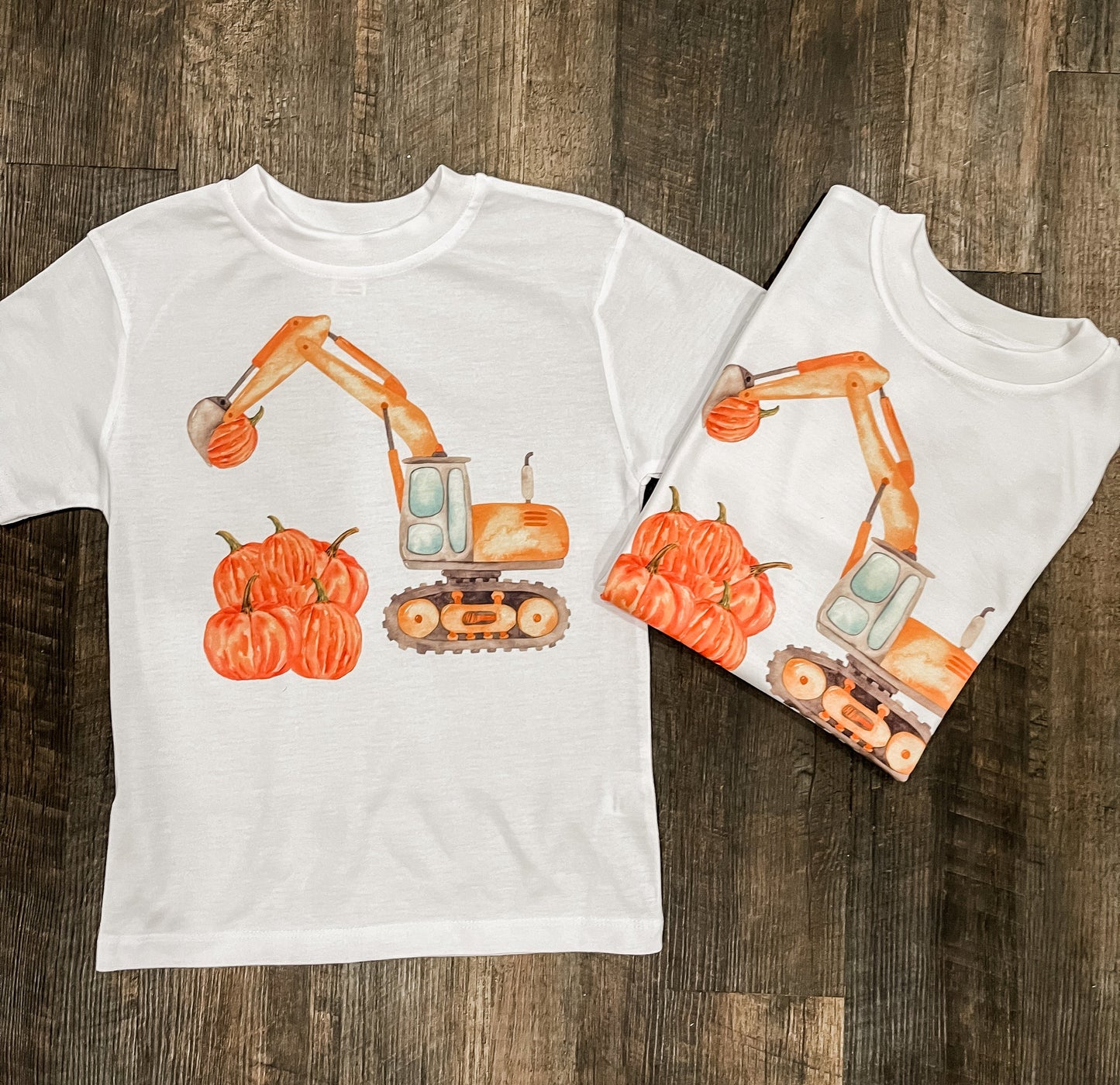 Excavator with pumpkins