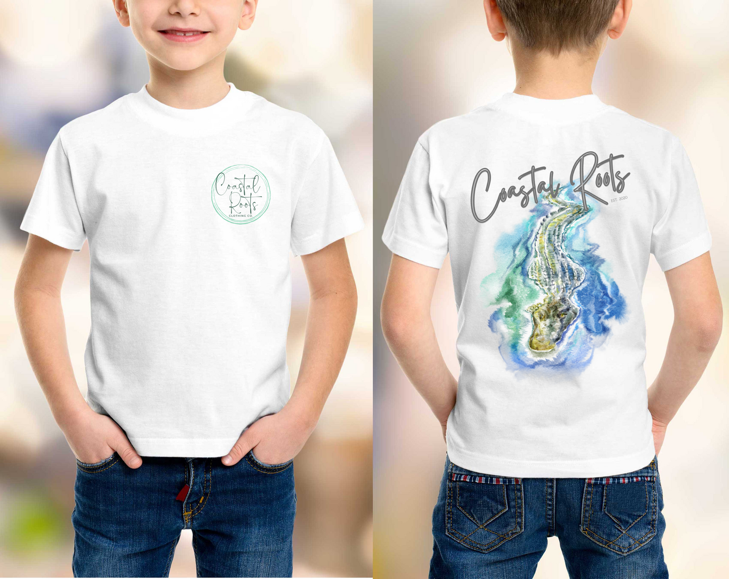 Coastal Roots Watercolor Gator Tee