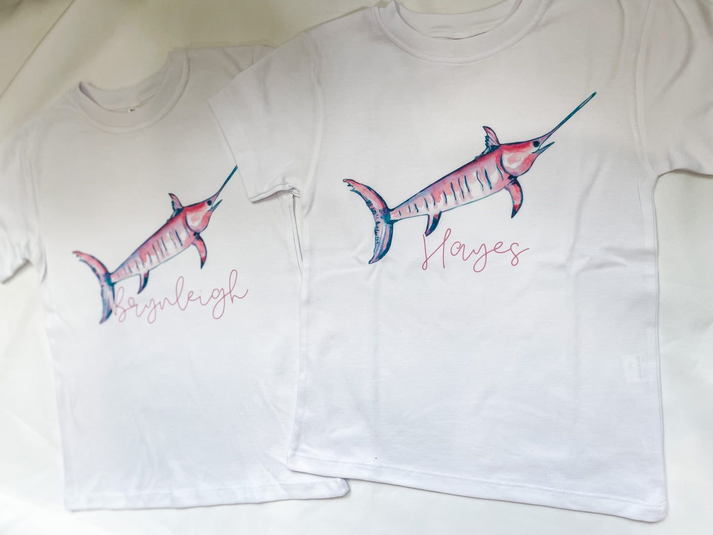 Pink Watercolor Marlin Tee
