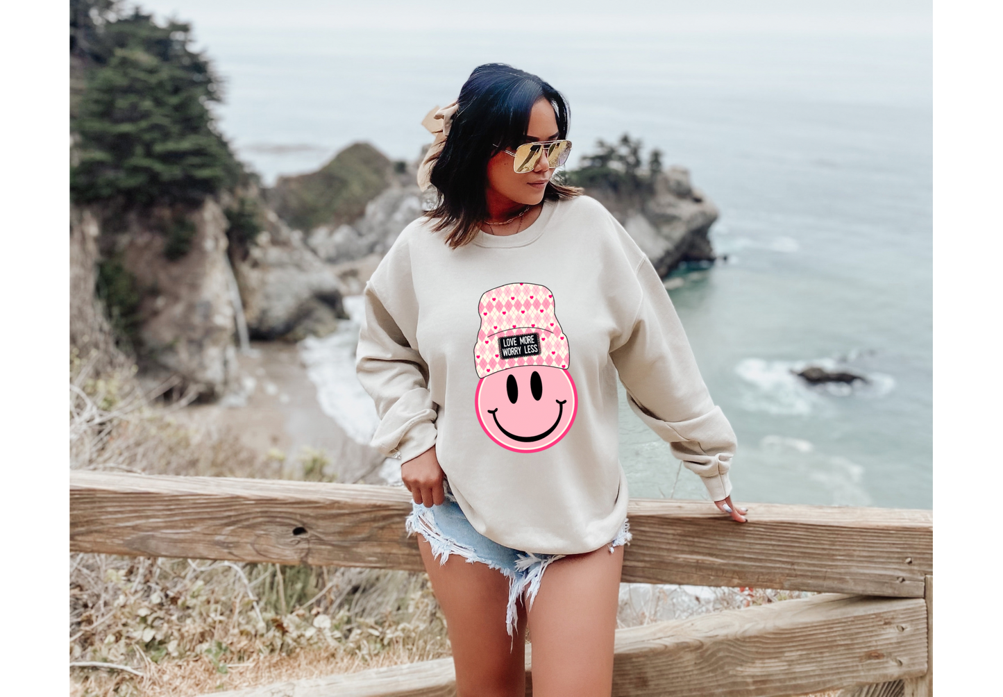 Love More Worry Less Smiley Tee/Sweatshirt