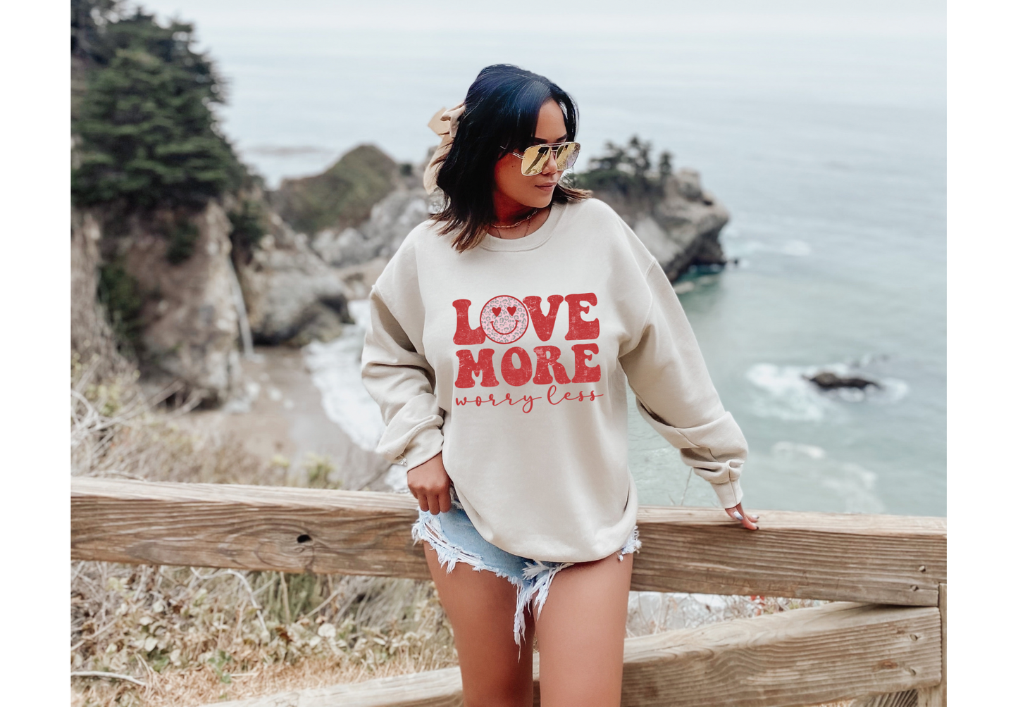 Love More Worry Less Smiley Tee/Sweatshirt