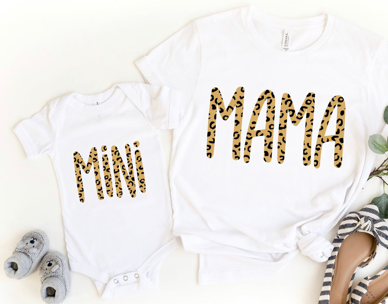 Leopard Mama/Mini Rainbow Tee