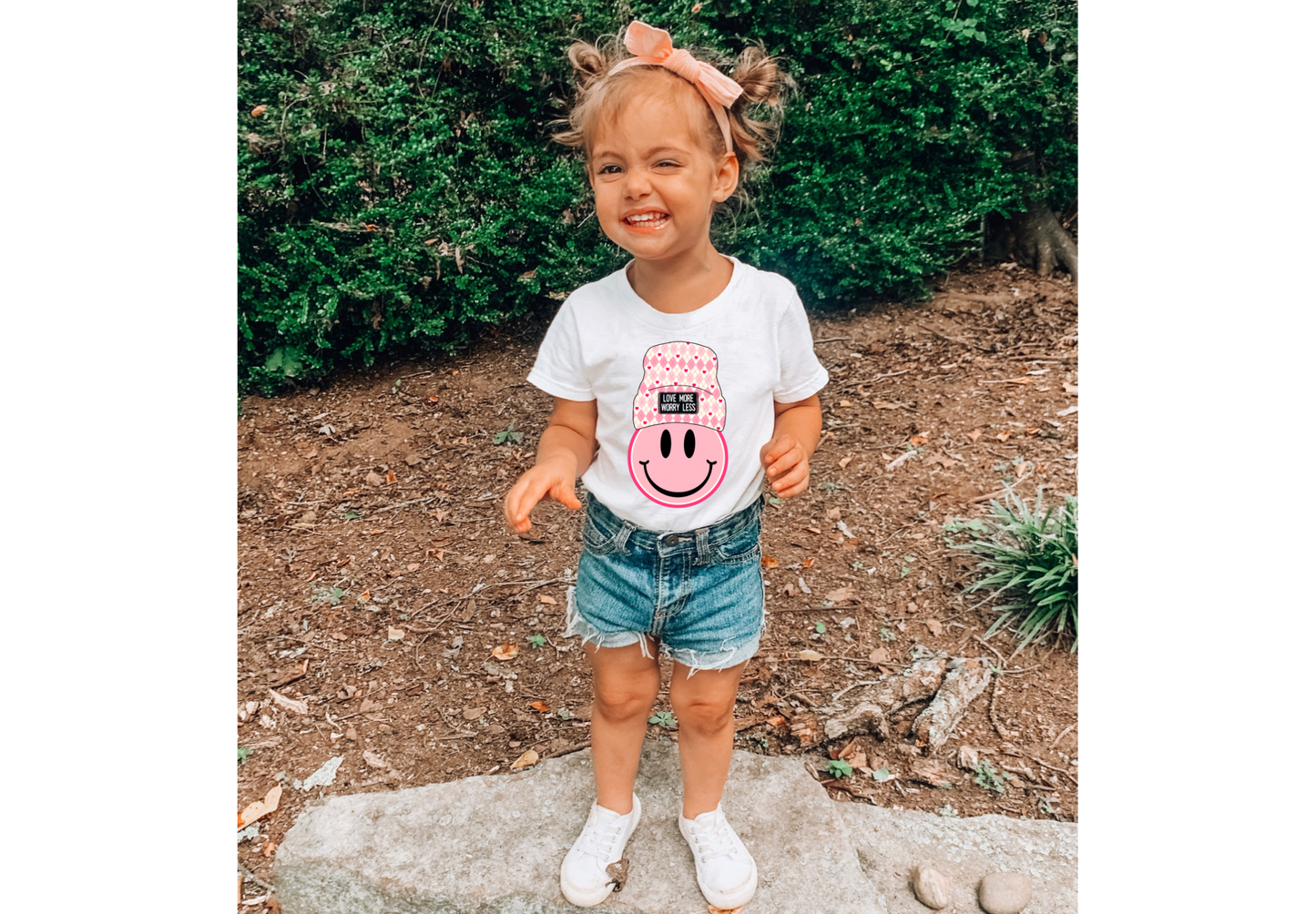 Love More Worry Less Smiley Tee