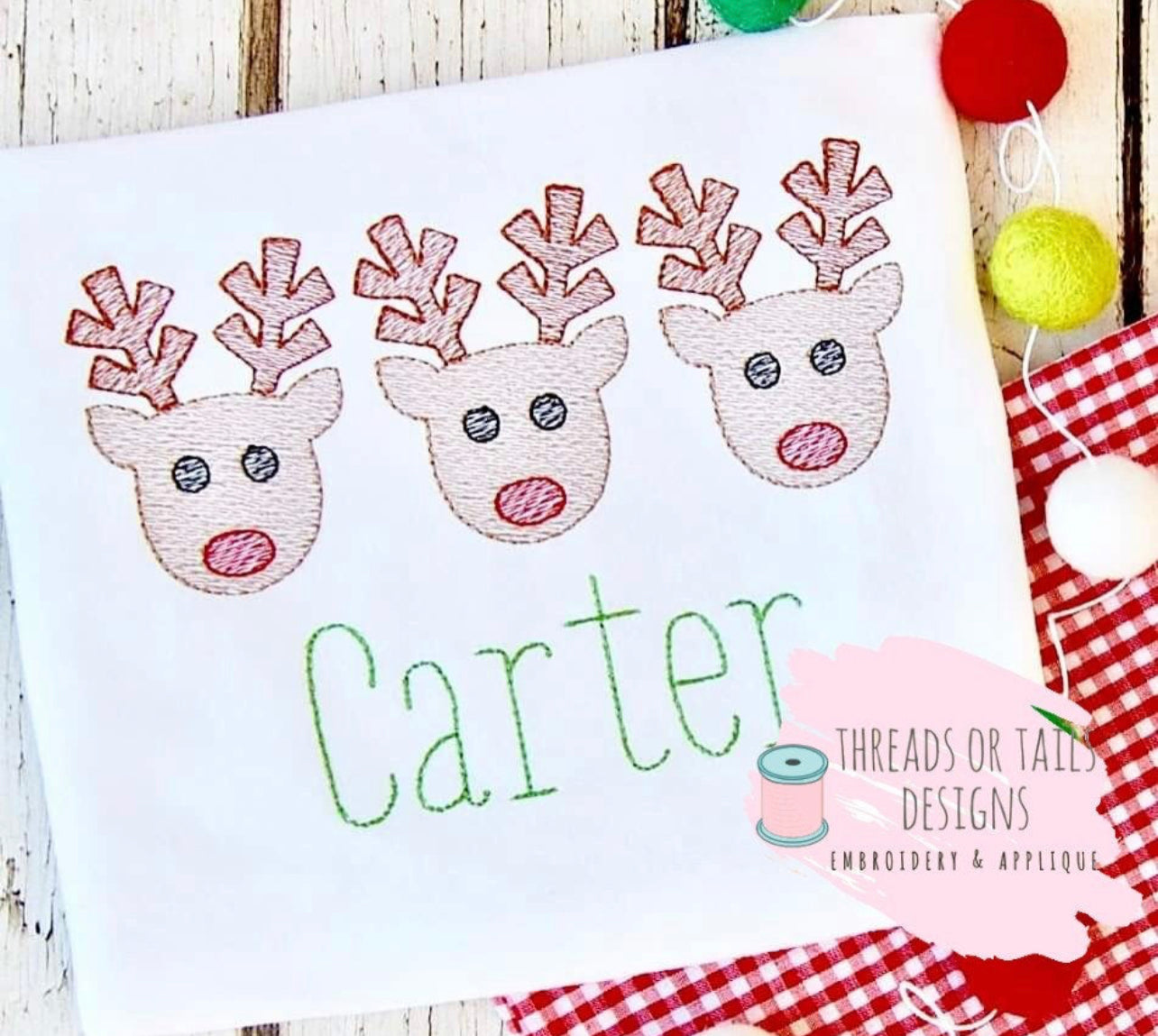 Embroidered Reindeer Trio