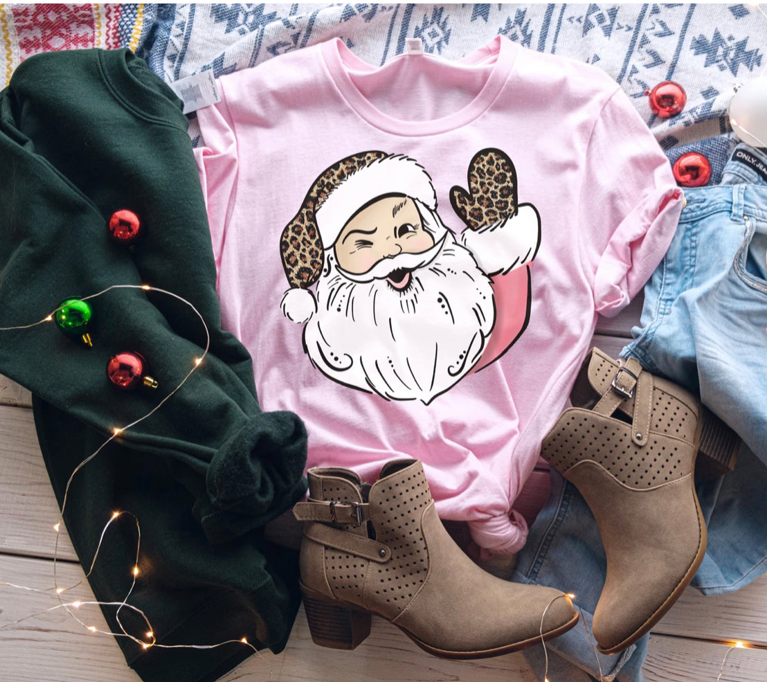Pink Leopard Santa