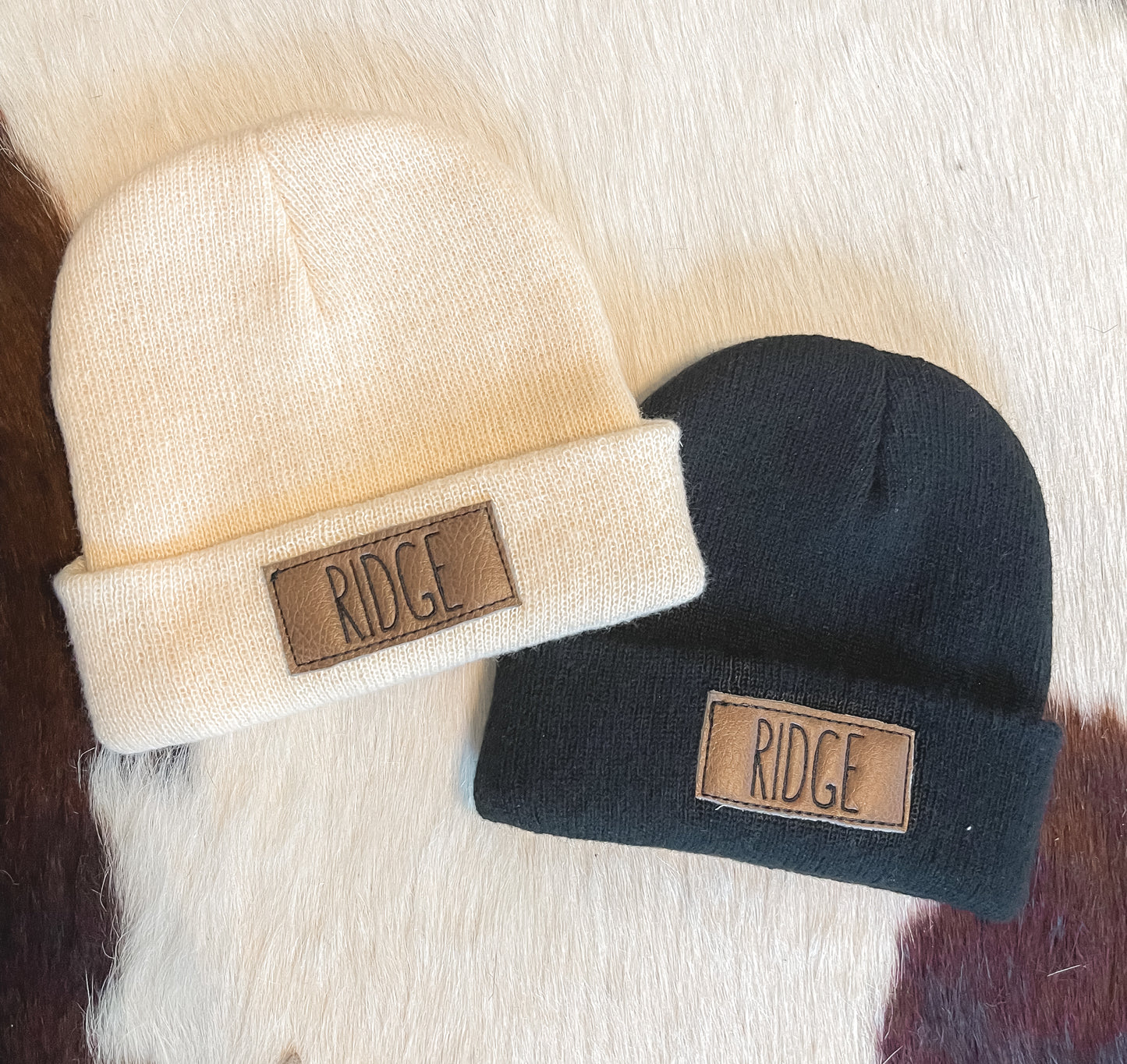 Leather Patch Beanies