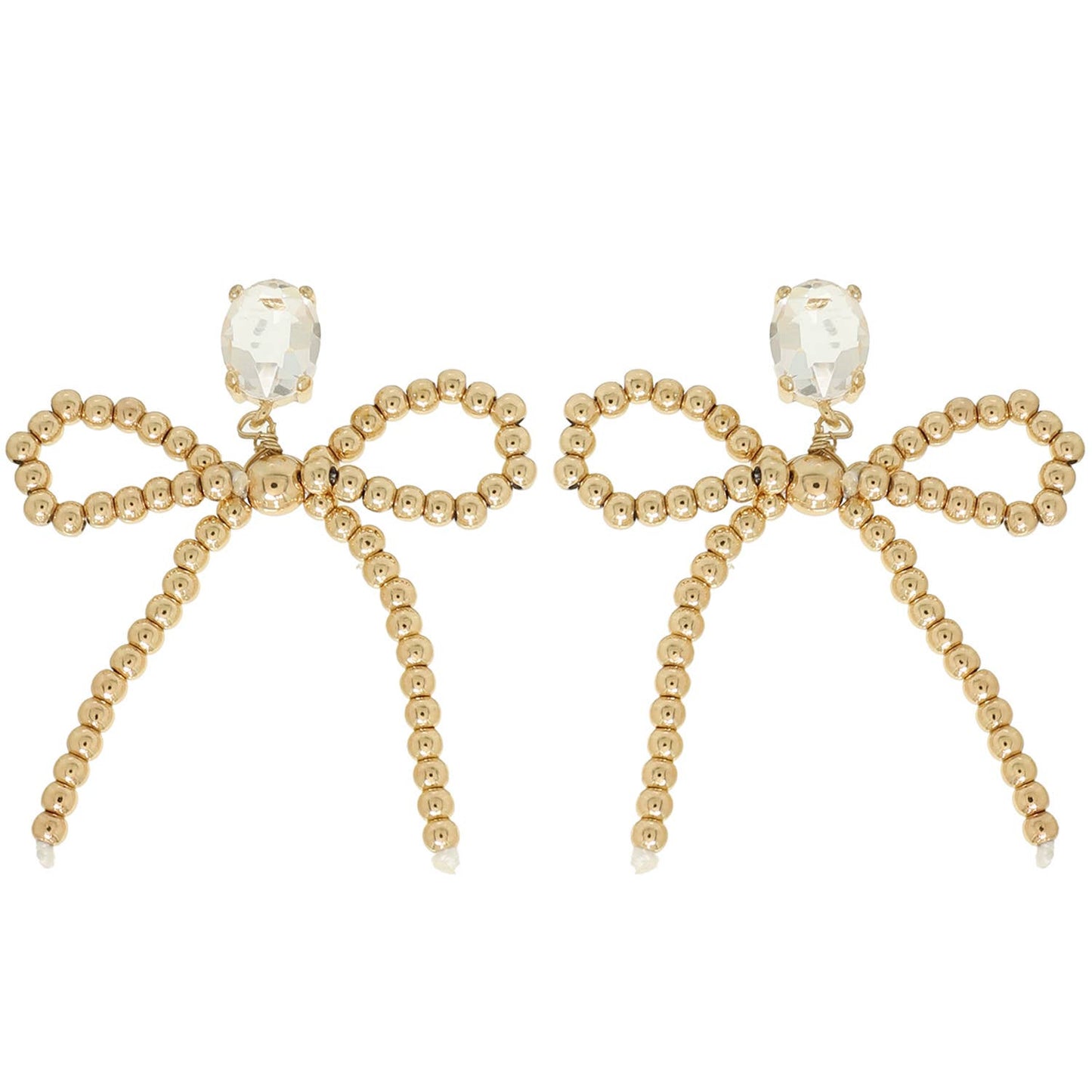 Crystal Long Tail Bow Knot Post Earrings