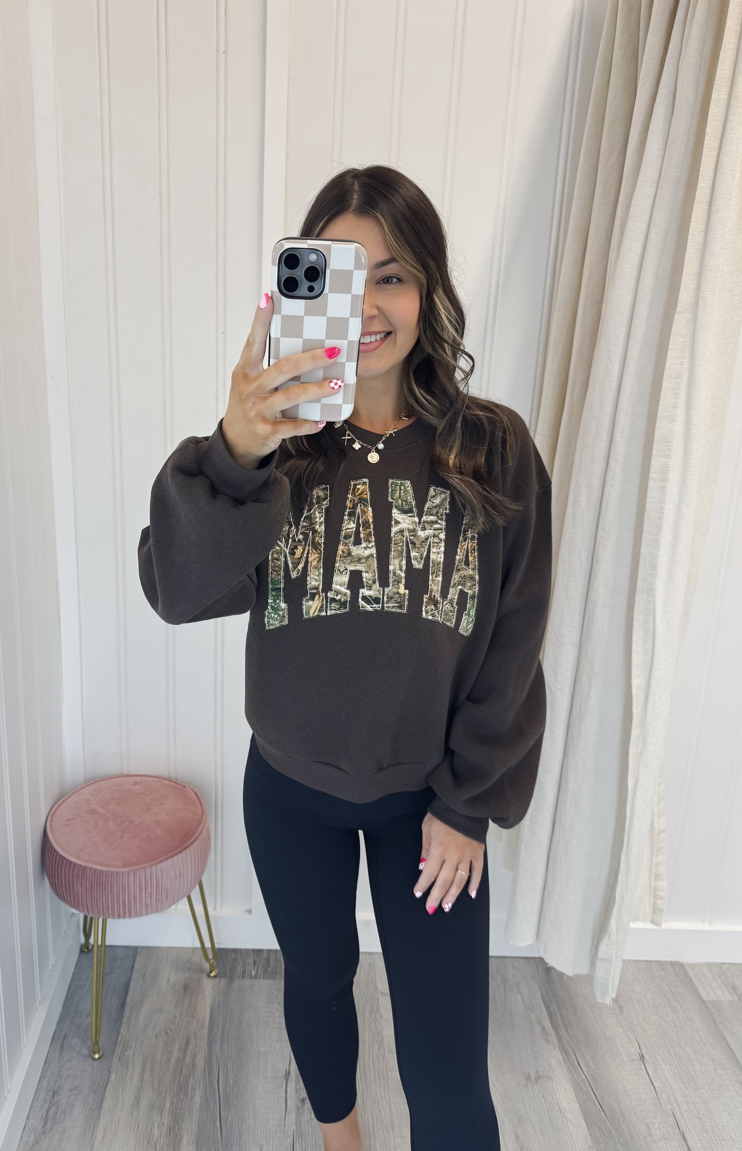 Mama Camo Appliqué Sweatshirt