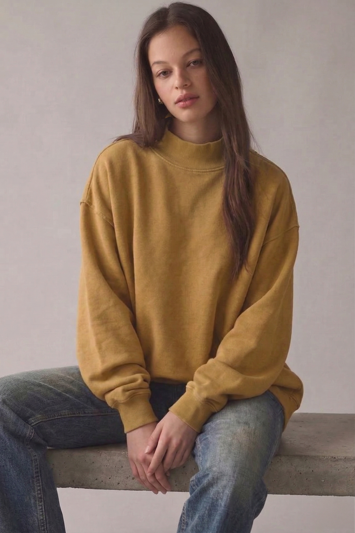 Solid Reversible Mock Neck Sweatshirt