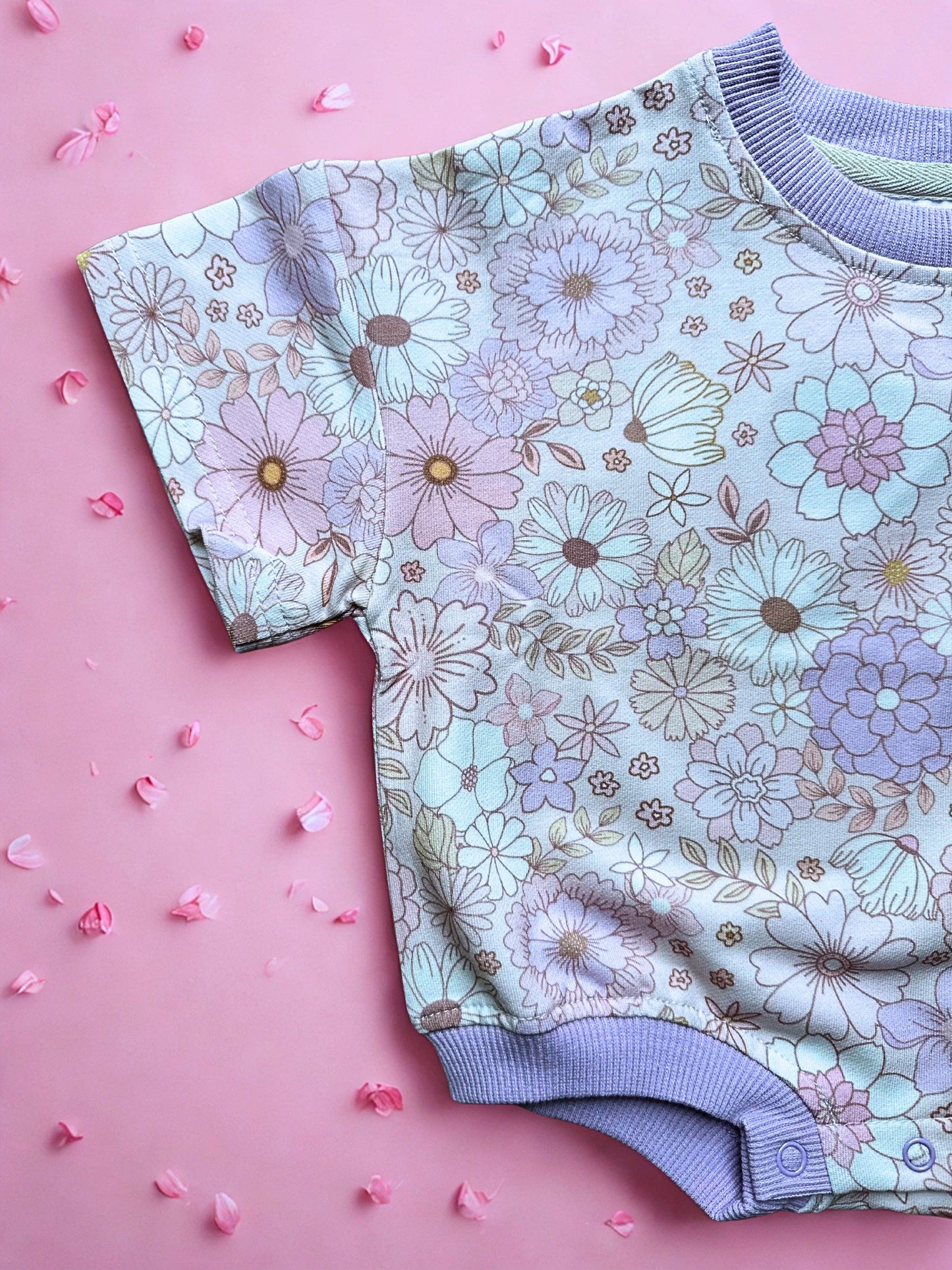 Oversized T-shirt Bubble Romper- Wildflower Whisper