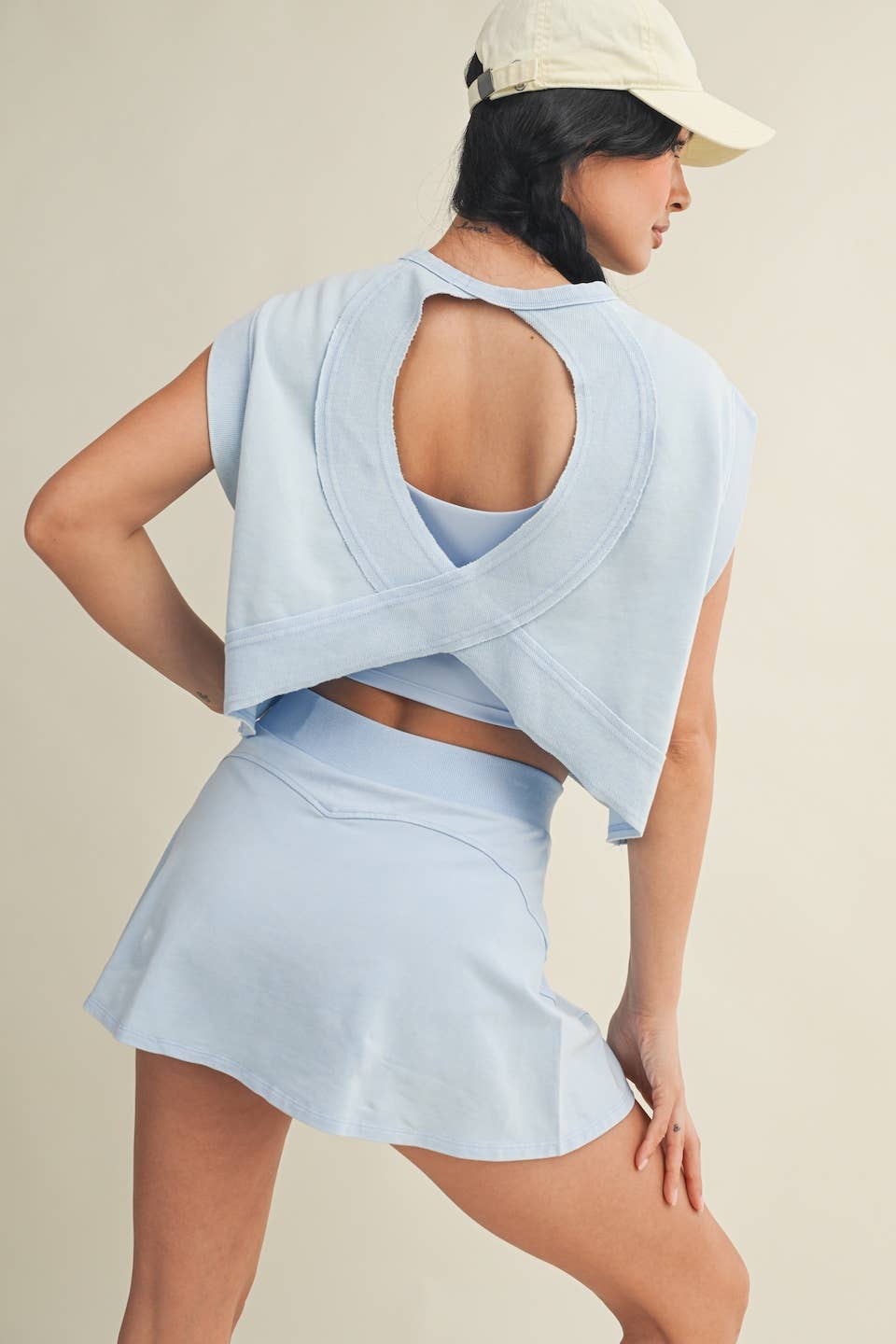 Mineral Wash Open Back Top & Skort Set