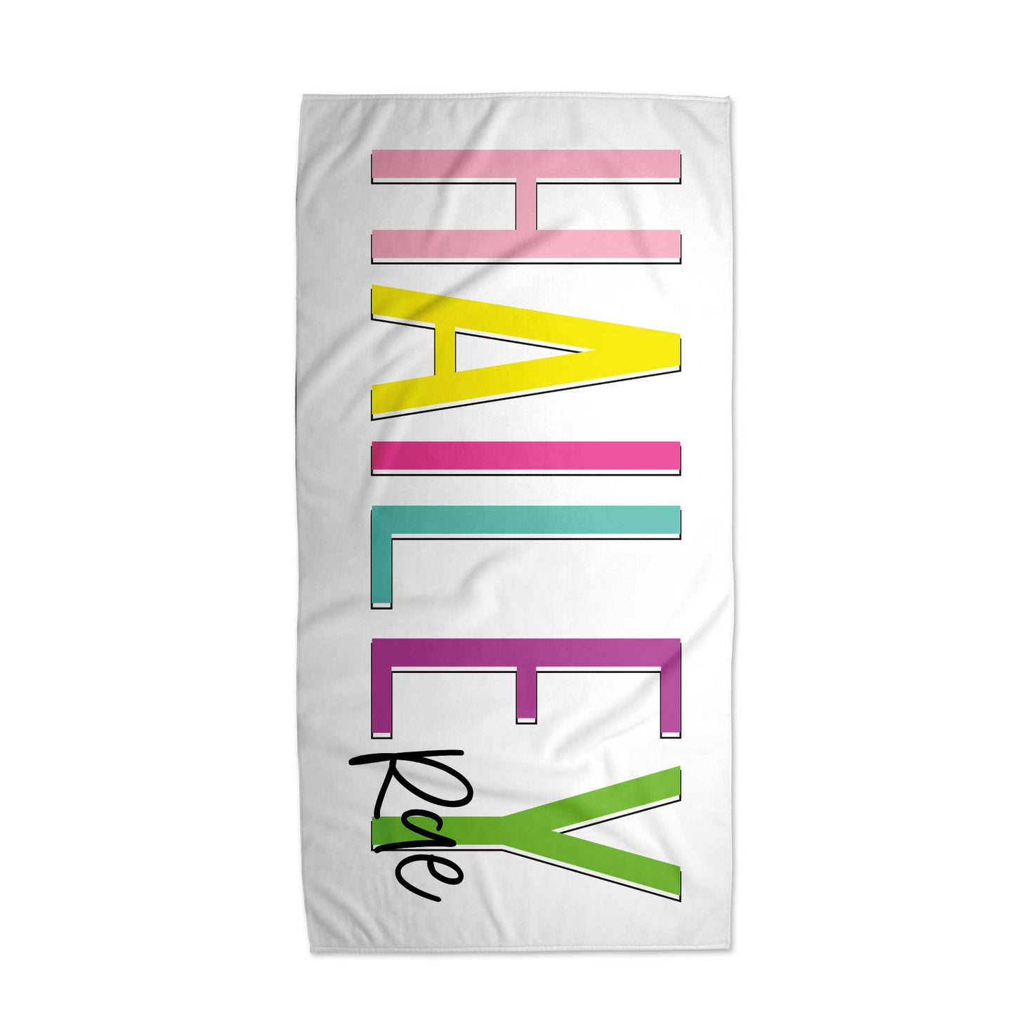 Personalized Outline Block Name Beach Towel | 10 Colorways
