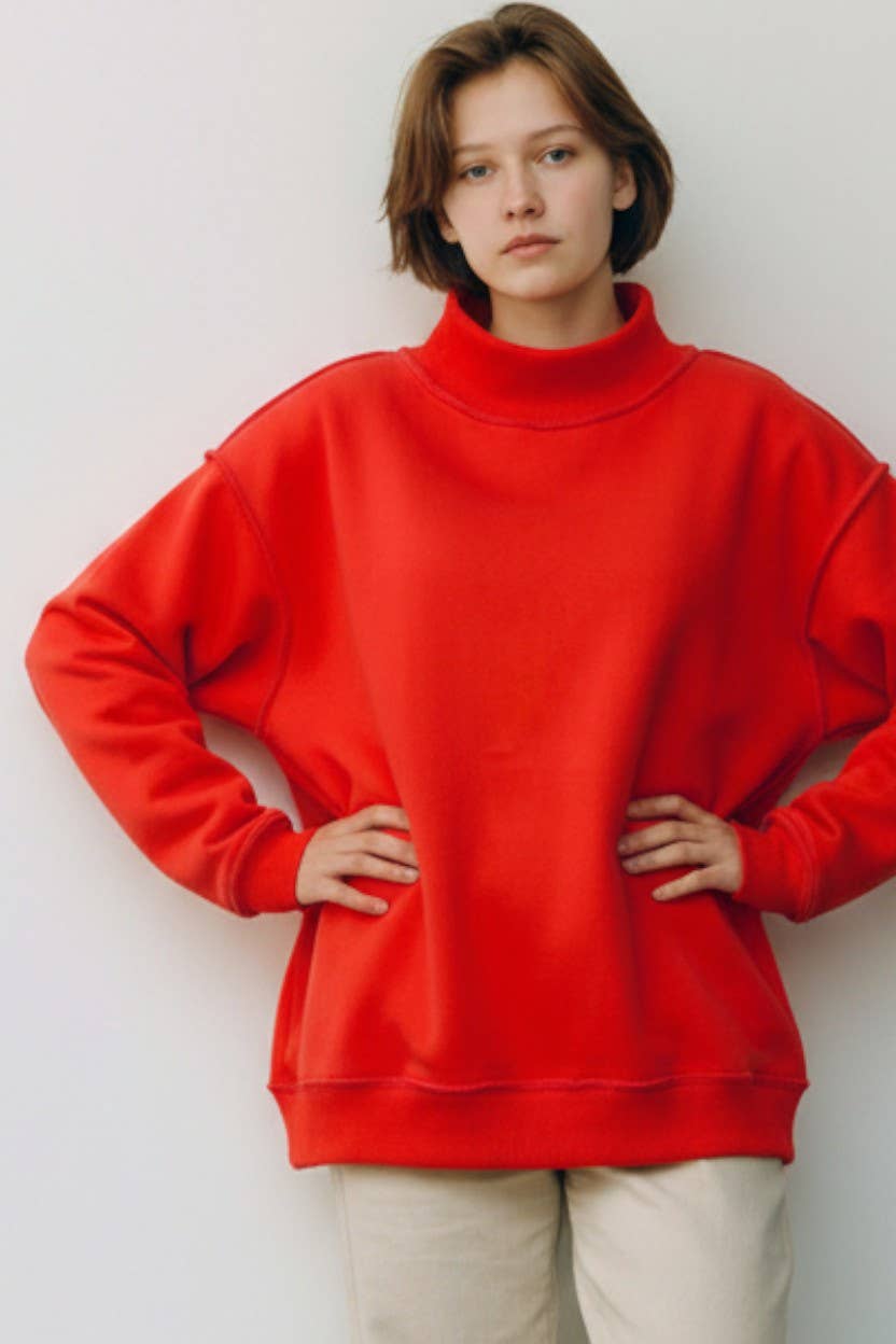 Solid Reversible Mock Neck Sweatshirt